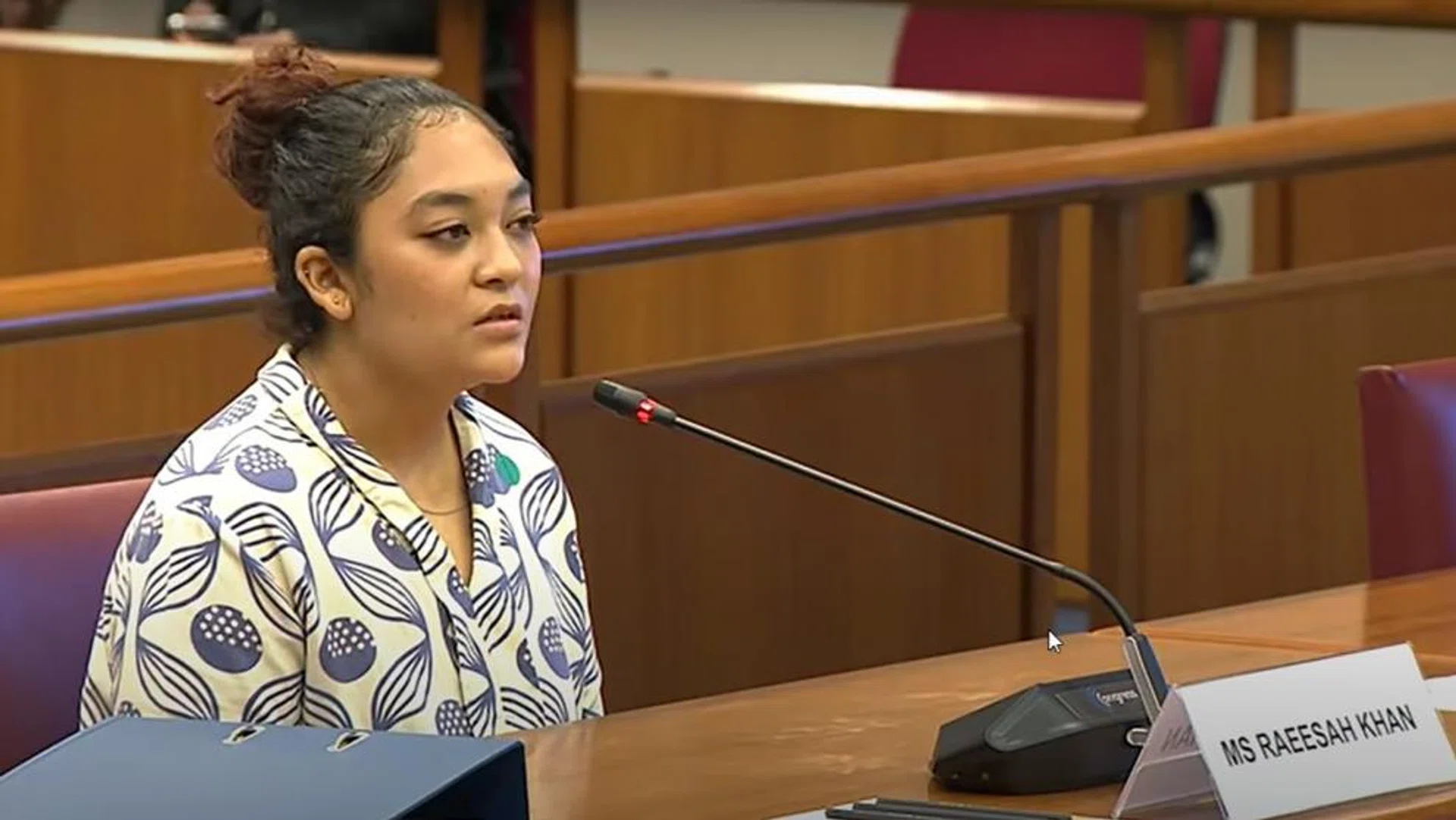 Ms Raeesah Khan at the Committee of  Privileges hearing last Friday.