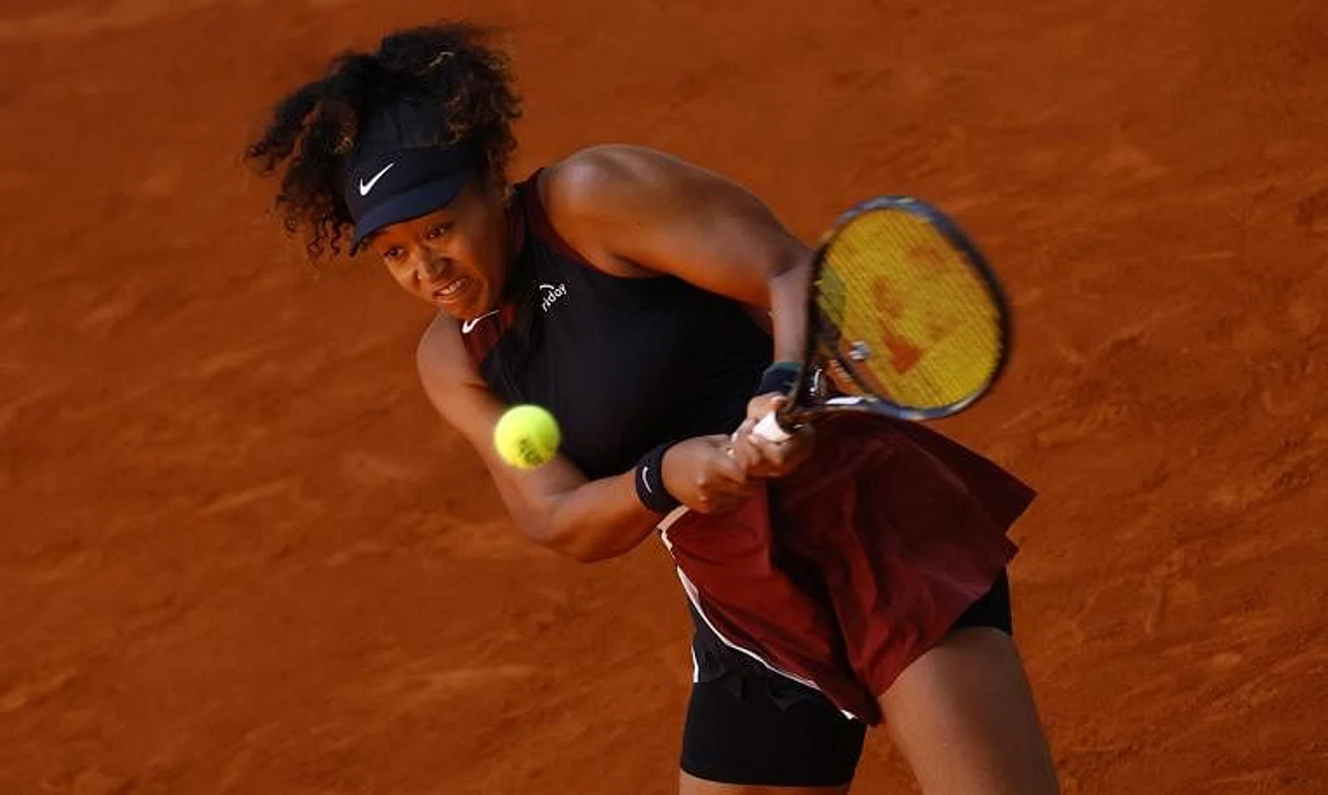 Japan's Naomi Osaka in action during her round of 128 match against Belgium's Greet Minnen.