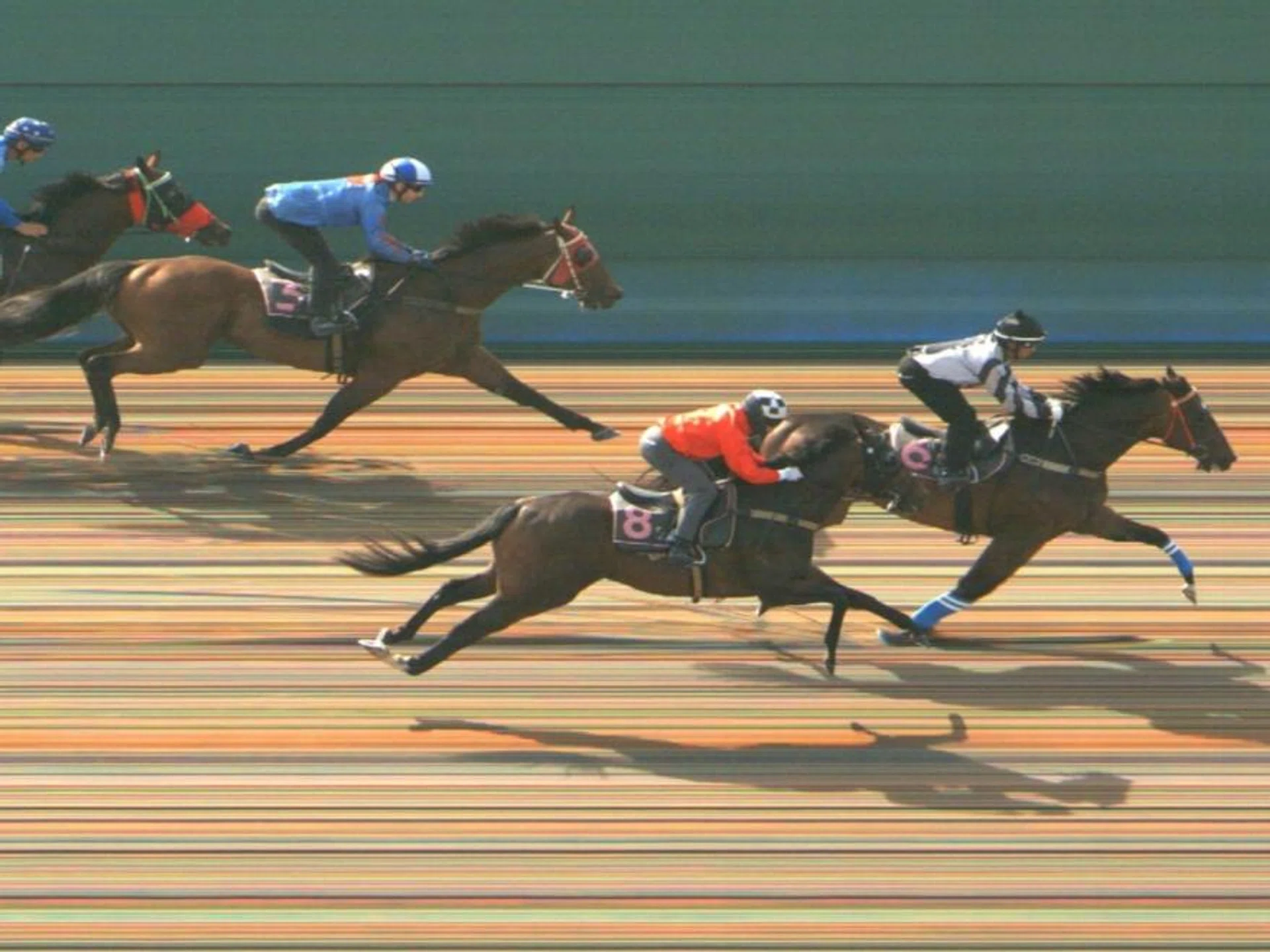 June (No. 8, Manoel Nunes) finishing strongly for second behind Lonhro Gold (Bruno Queiroz) in the first of four trials at Kranji on March 28. Trained by Tim Fitzsimmons, he is shaping nicely for the upcoming Singapore Three-Year-Old races.
