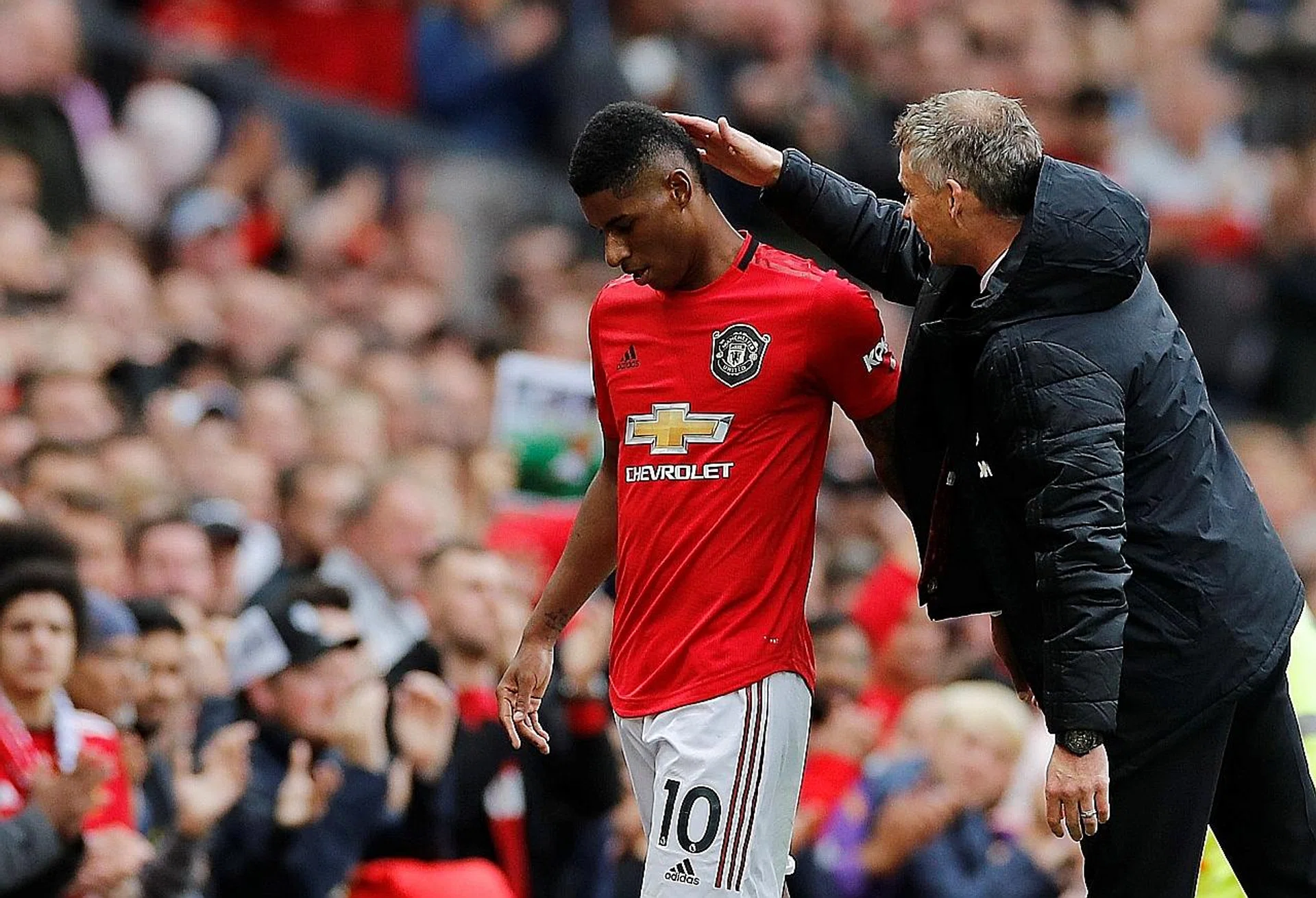 Manchester United boss Ole Gunnar Solskjaer (right) says Marcus Rashford (left) and Paul Pogba are his penalty-takers. 