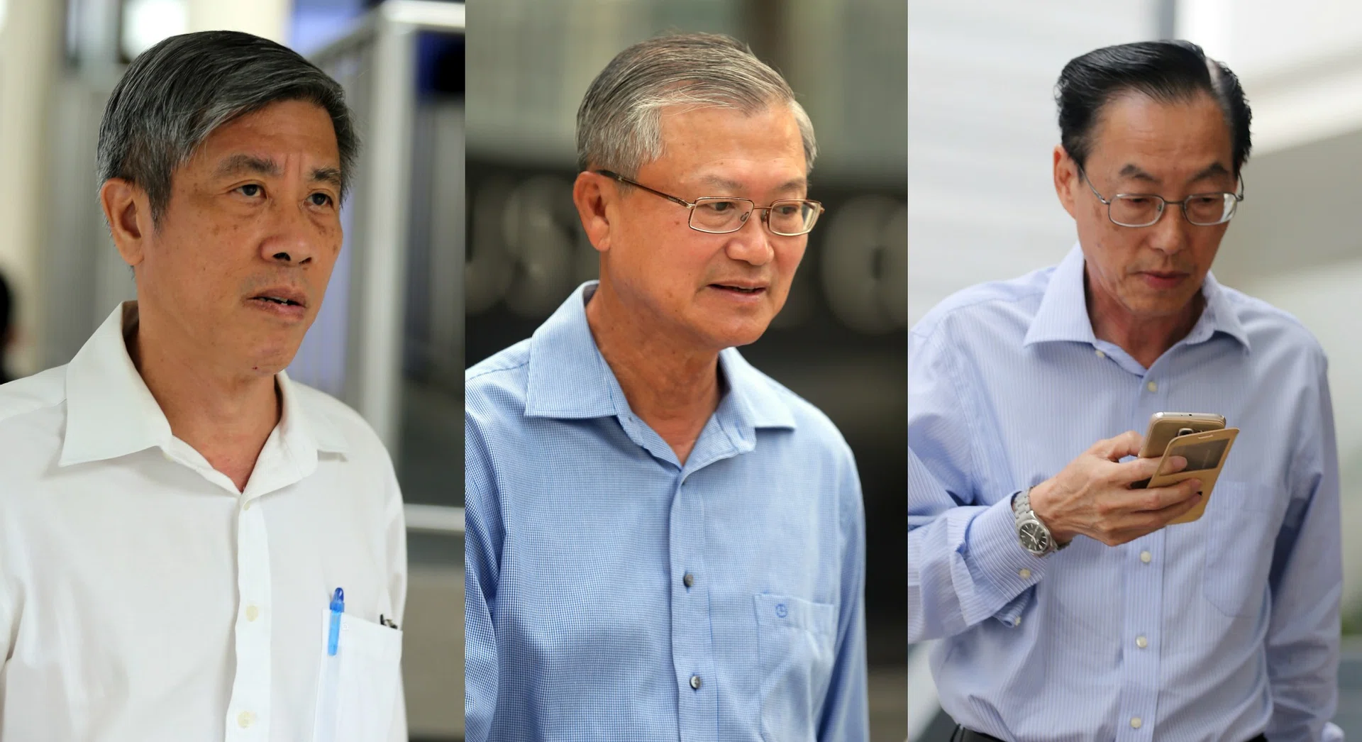 IN COURT: (From left) Han Yew Kwang, Mok Kim Whang and Tan Mong Seng. 