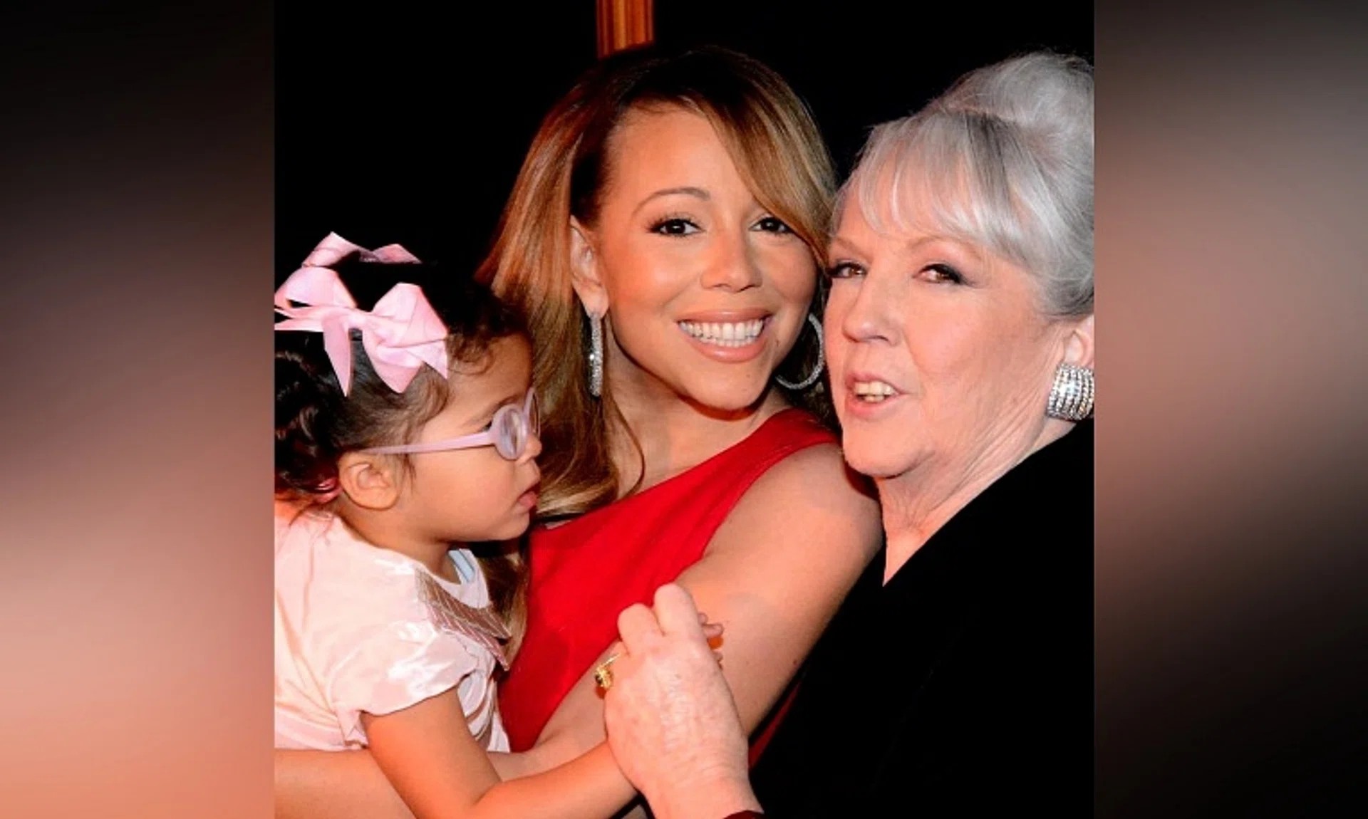 Mariah Carey (centre) with her daughter Monroe Cannon and her mother Patricia Hickey in a photo posted on social media in May 2019.