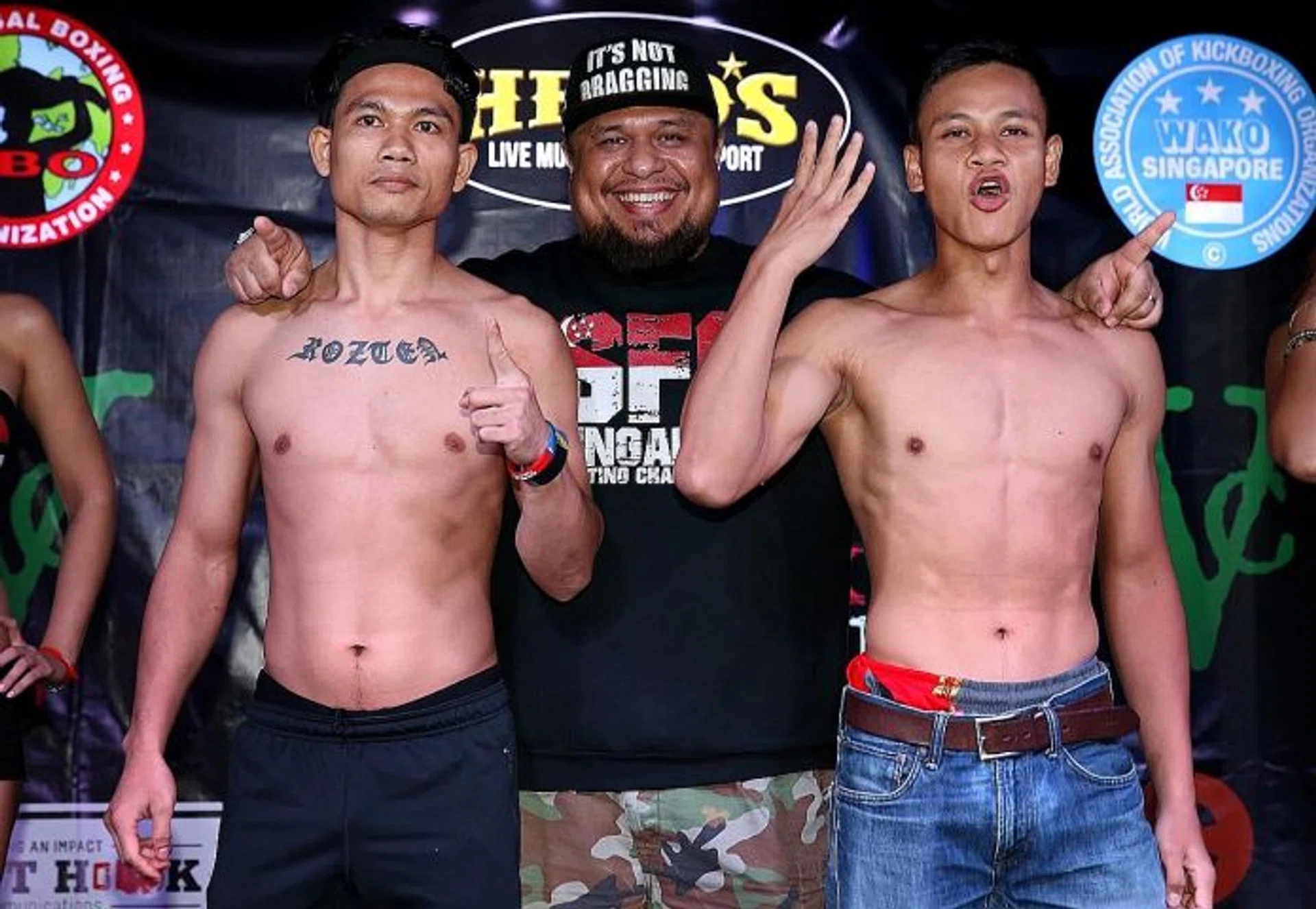 CONFIDENT WAN: Singapore pro boxer Ridhwan "The Chosen Wan" Ahmad (right) intends to finish his bout with Indonesia's Egi Rozten (left) in four rounds.