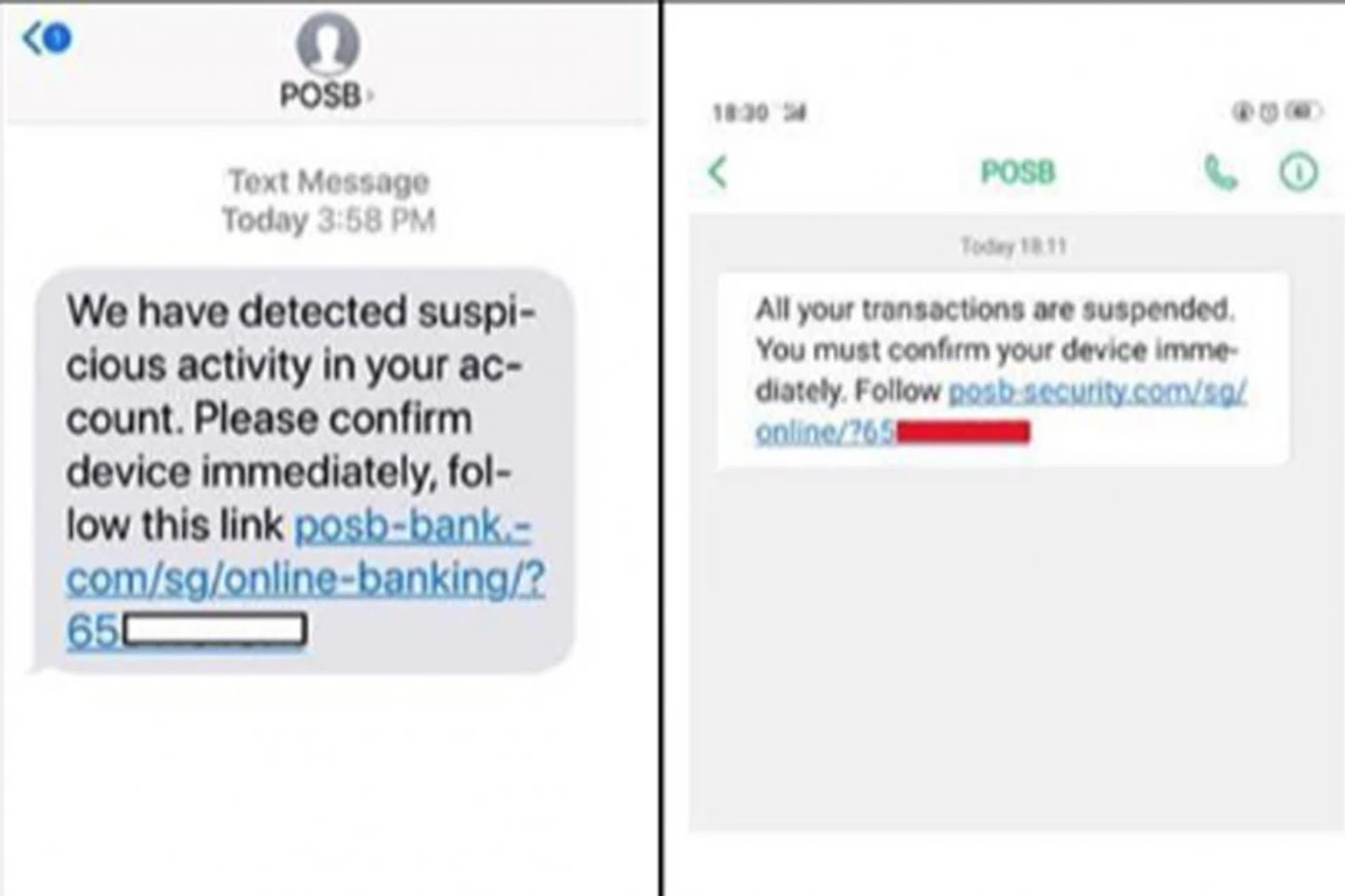 Phishing SMSes targeting bank customers. 