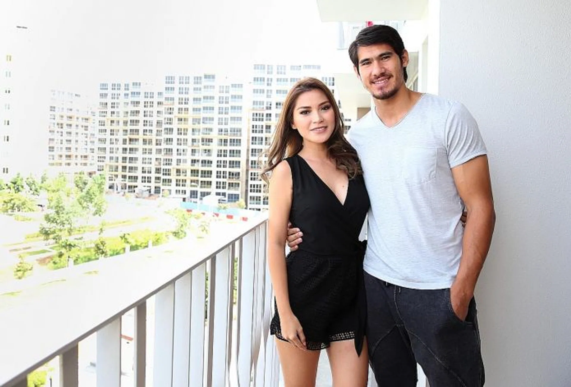 THE PHILIPPINE POACHER: Geylang striker Mark Hartmann, with girlfriend Nathalie Hayashi, has scored seven international goals in 18 games for the Philippines.