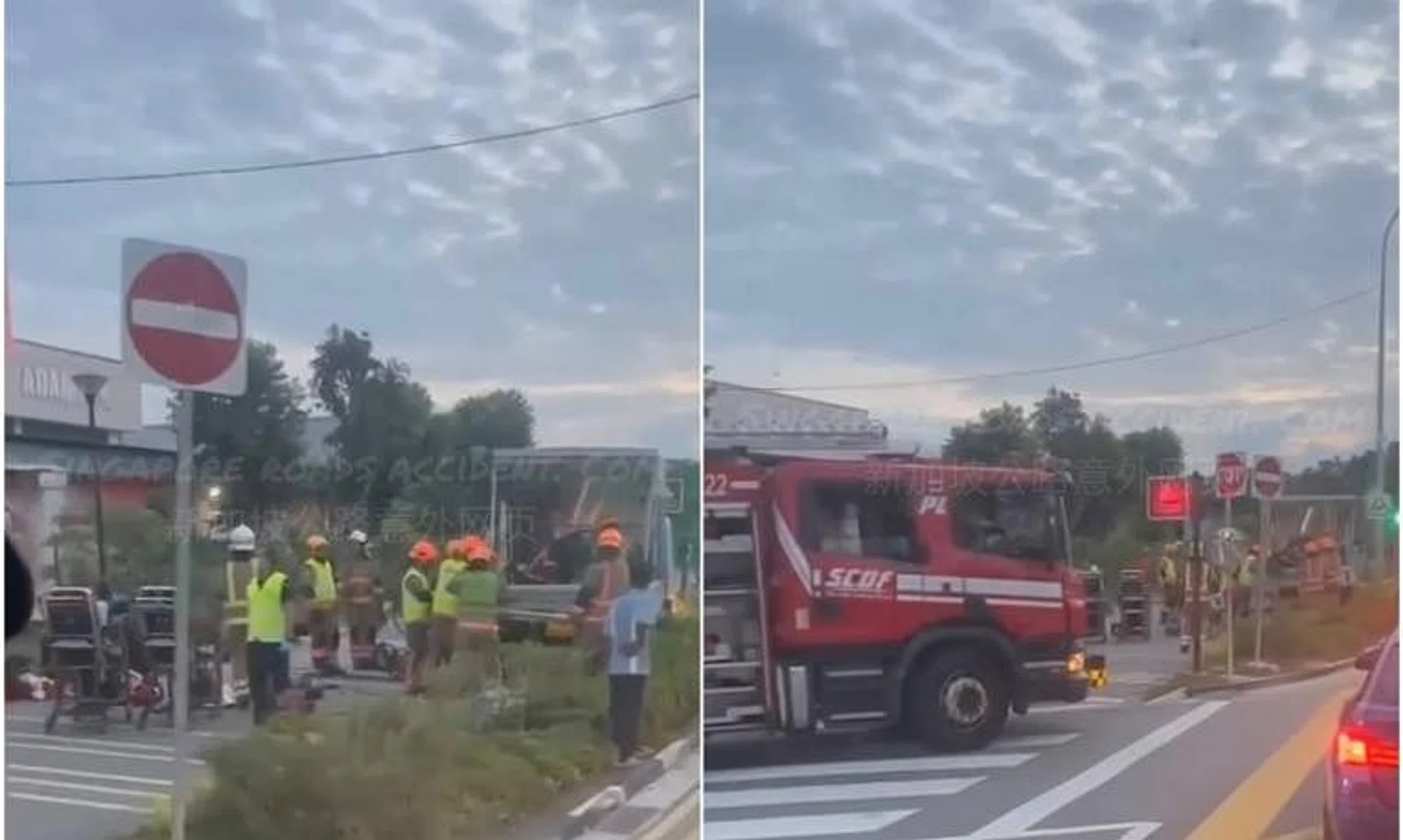 Thirteen lorry passengers – aged between 29 and 51 – and a 50-year-old male bus passenger were taken to hospital conscious, the police said.
