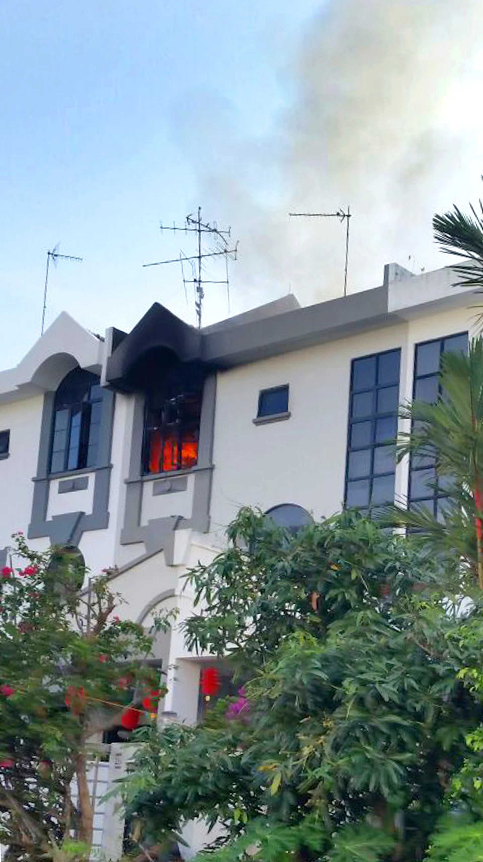 ABLAZE: Fire broke out on the third storey of a terrace house at Toh Tuck Close.