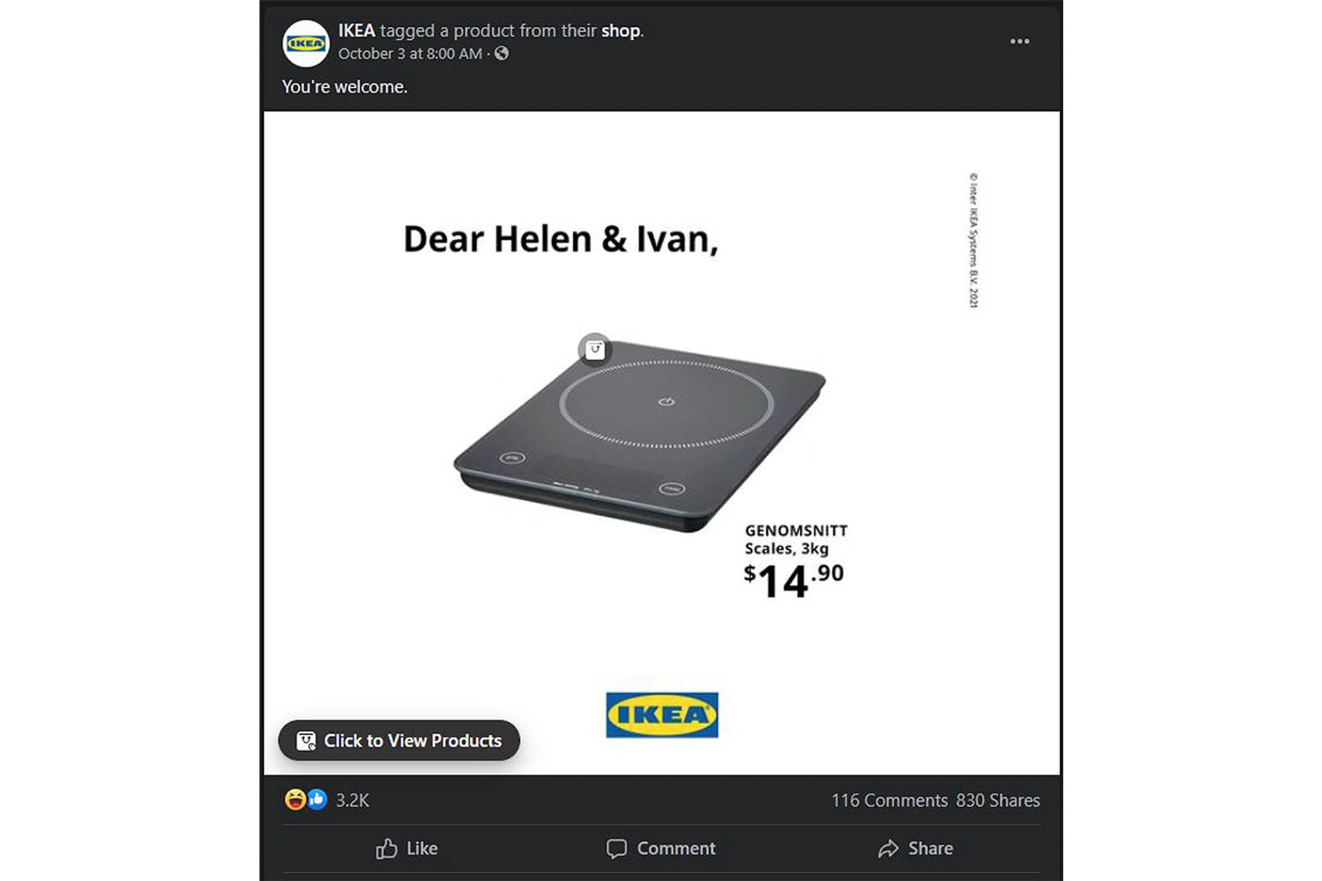 Ikea jumping on the Helen and Ivan PSLE trendwagon. 