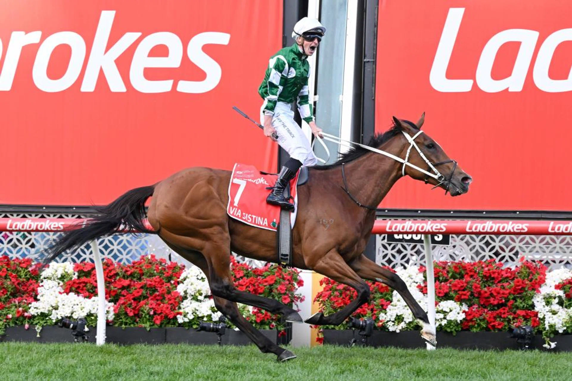 Via Sistina (James McDonald) taking the 2024 Cox Plate. 