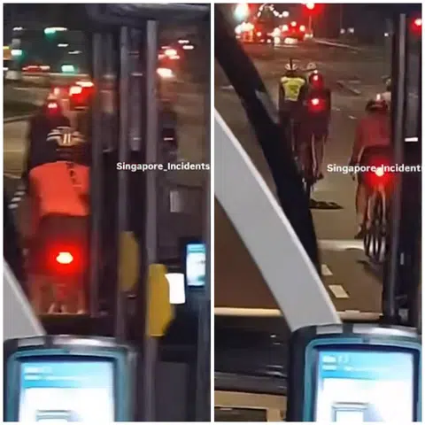 Netizens furious at cyclists for slowing down public bus