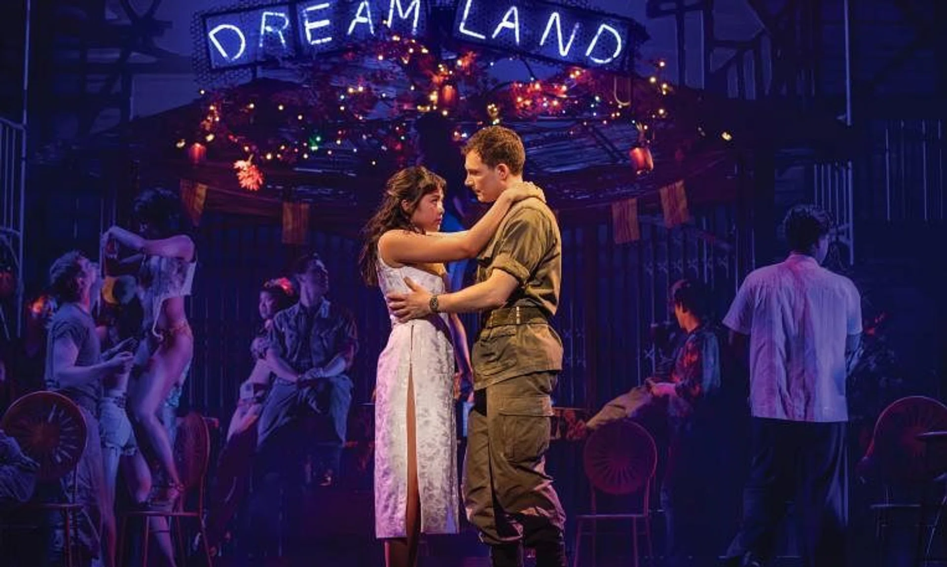 Filipino-Australian actress Abigail Adriano (left) and Australian-American actor Nigel Huckle as Kim and Chris in the Australian production of Miss Saigon.