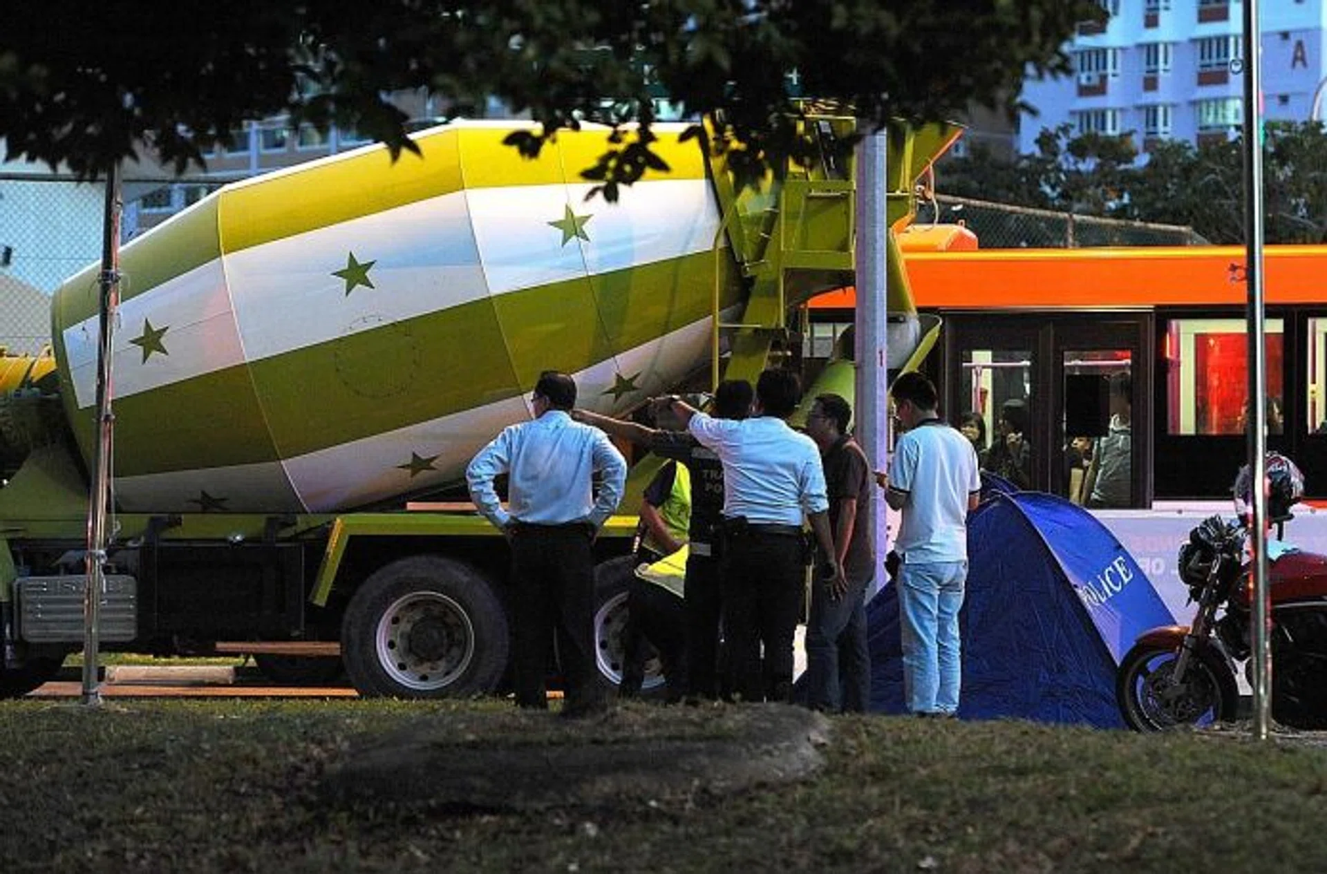 FATAL: The driver of this cement truck hit two brothers, aged 13 and seven, who were crossing a traffic light junction in January 2013.
