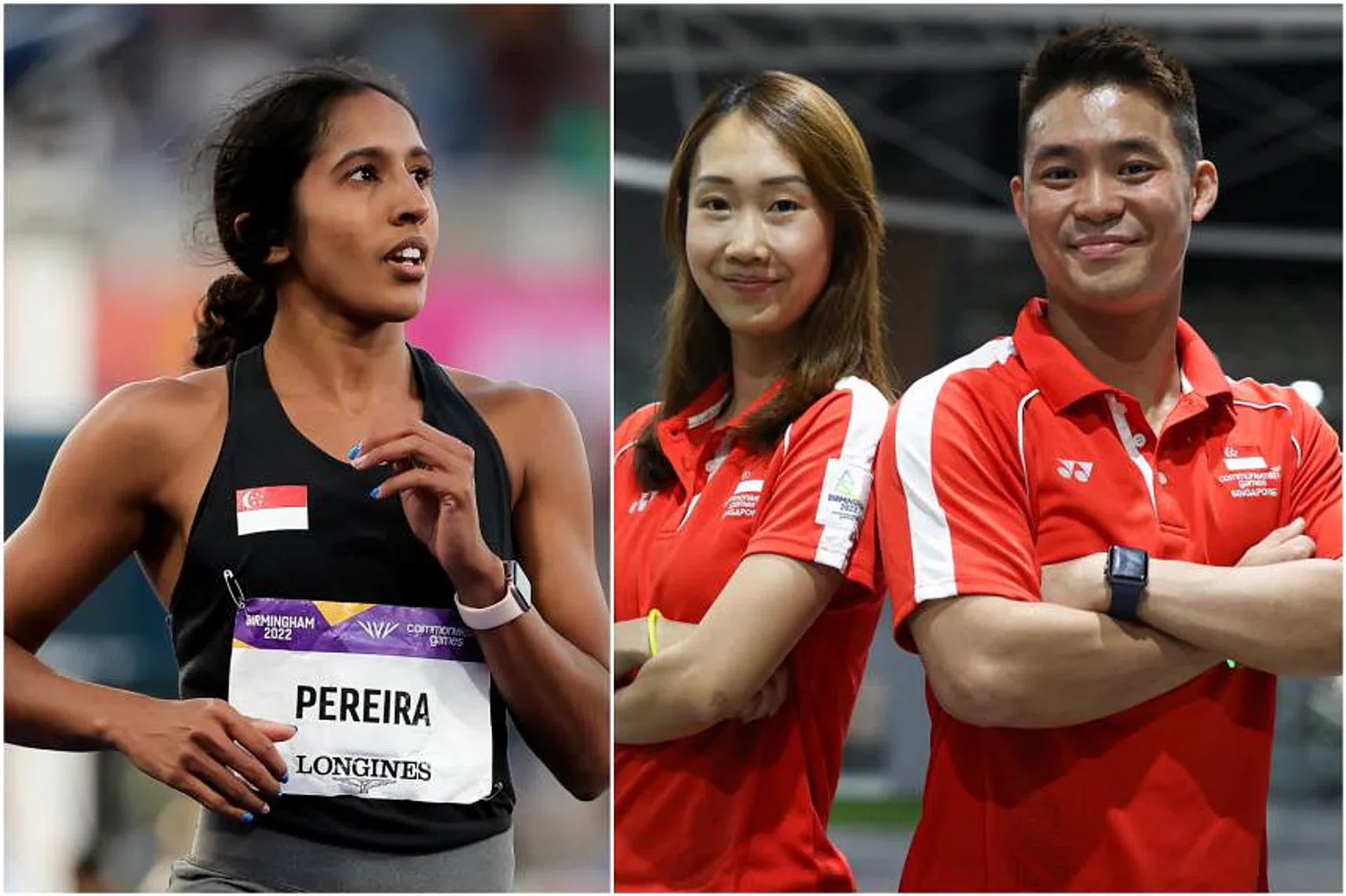 (From left) Sprinter Shanti Pereira, shuttlers Jessica Tan and Terry Hee. 