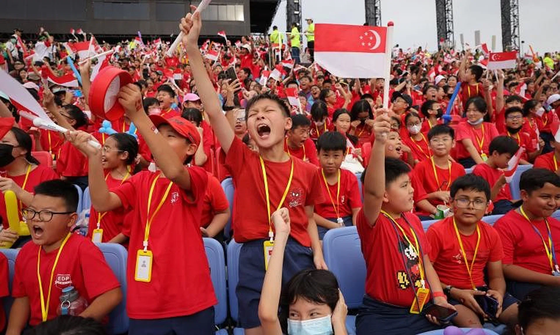 Children from 50 schools islandwide caught a taster session of the upcoming National Day Parade 2023.