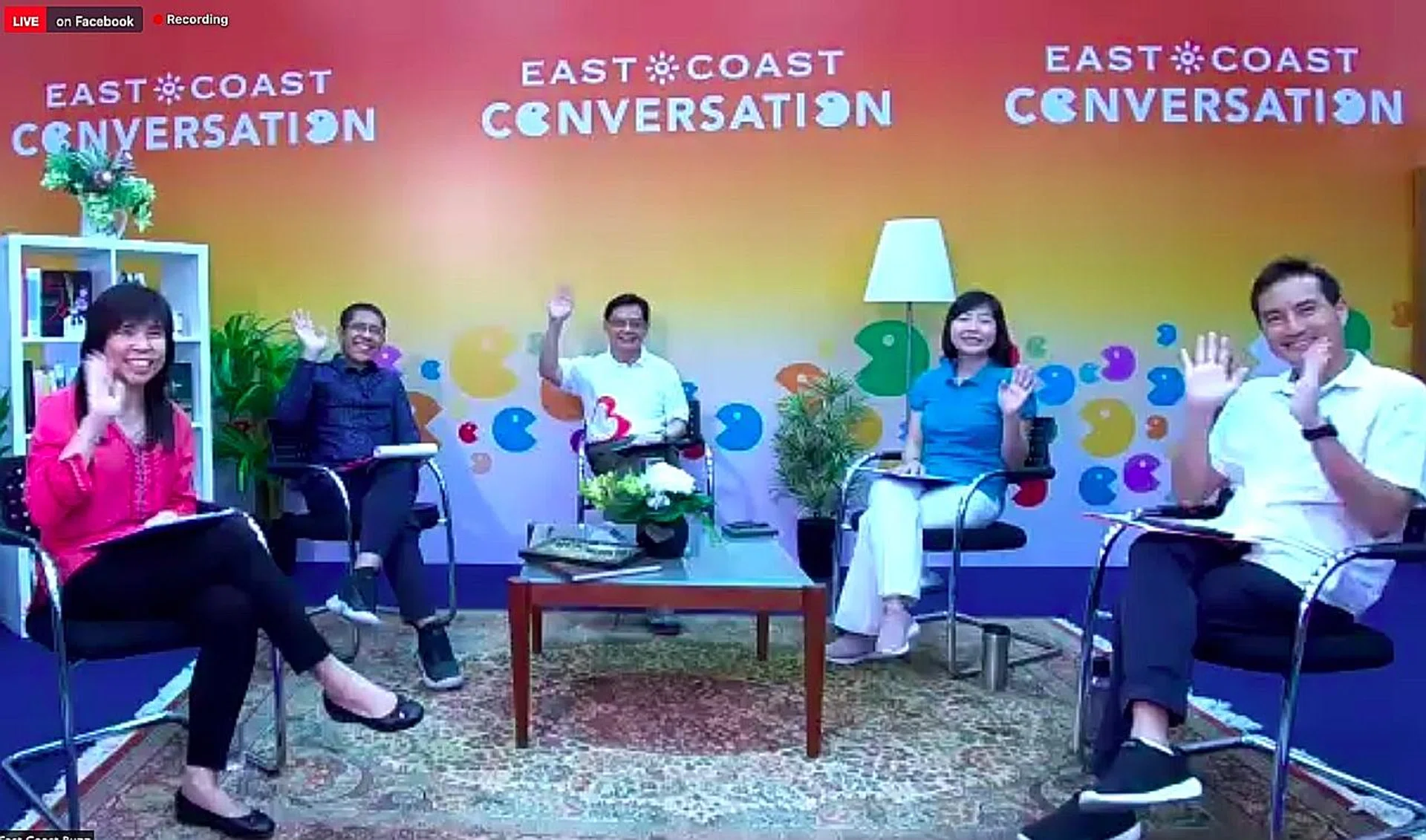 (From left) East Coast GRC MPs Jessica Tan, Maliki Osman, Heng Swee Keat, Cheryl Chan and Tan Kiat How at the launch of East Coast Silver Blueprint. 