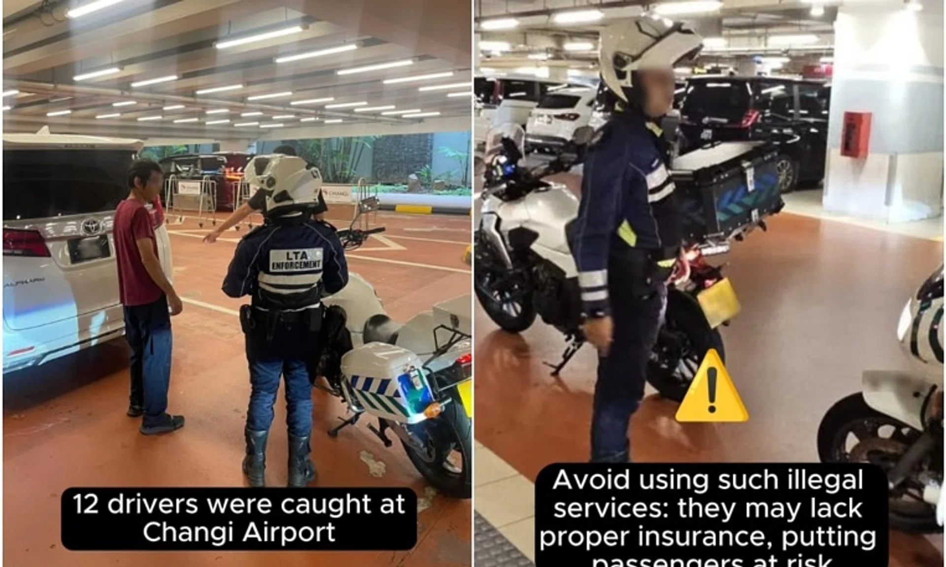 LTA said the drivers were offering rides between Singapore and Malaysia, but did not have a valid Public Service Vehicle Licence. 