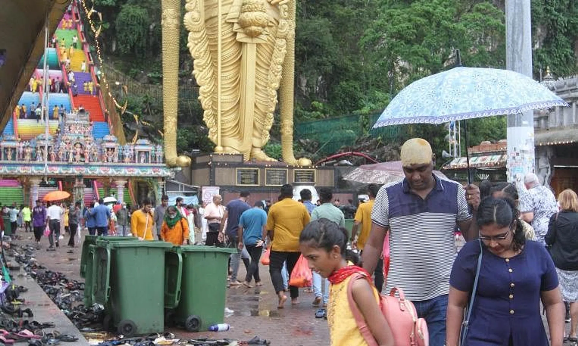 An estimated 3,000 to 5,000 kilogrammes of footwear was left behind by visitors after this year's Thaipusam in Kuala Lumpur.