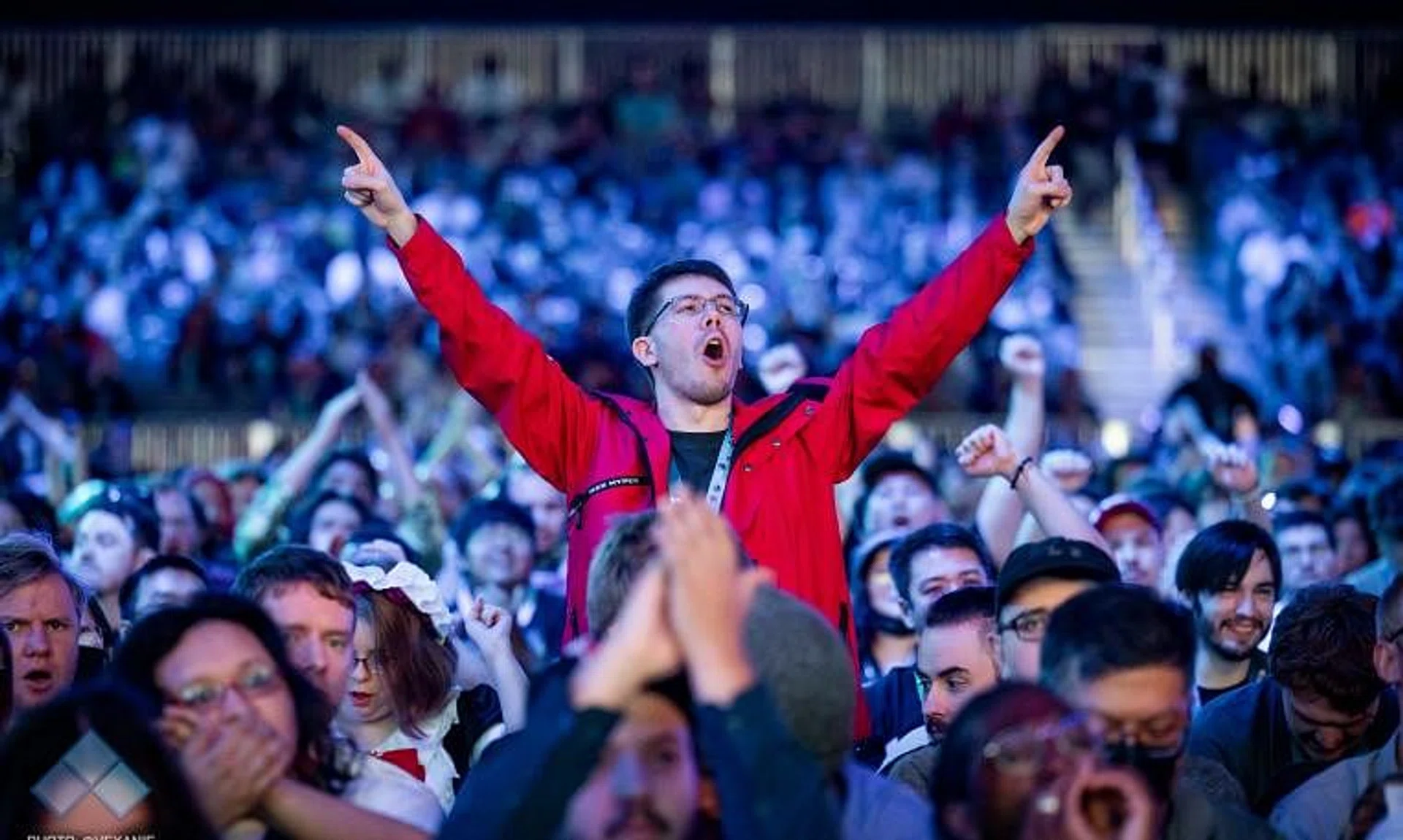 A member of the audience reacts at Evolution Championship Series 2024.