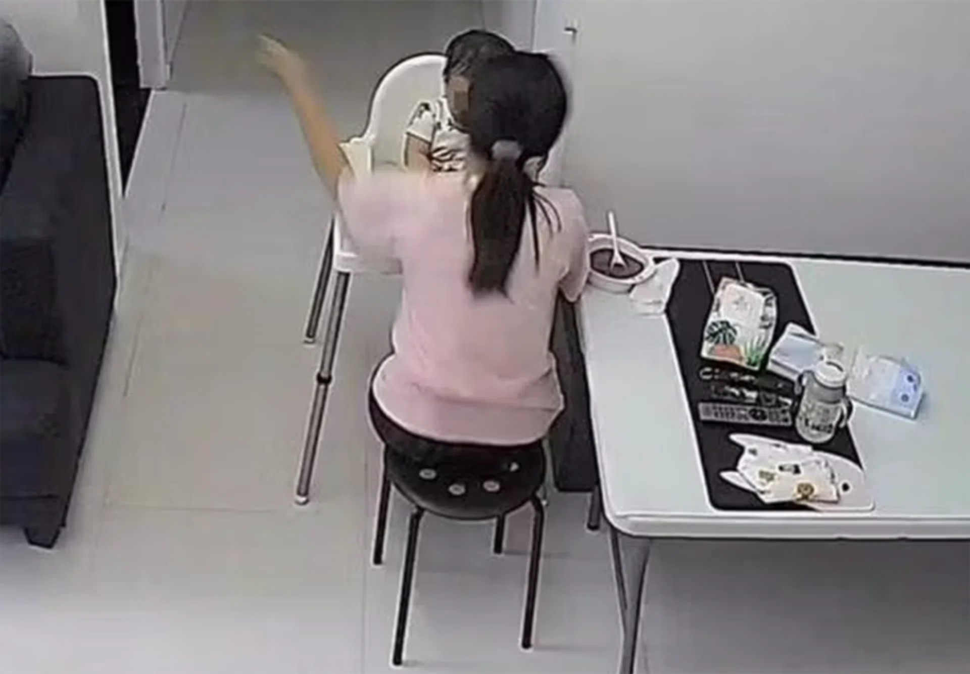 The maid was caught on CCTV slapping the boy when he refused to eat.