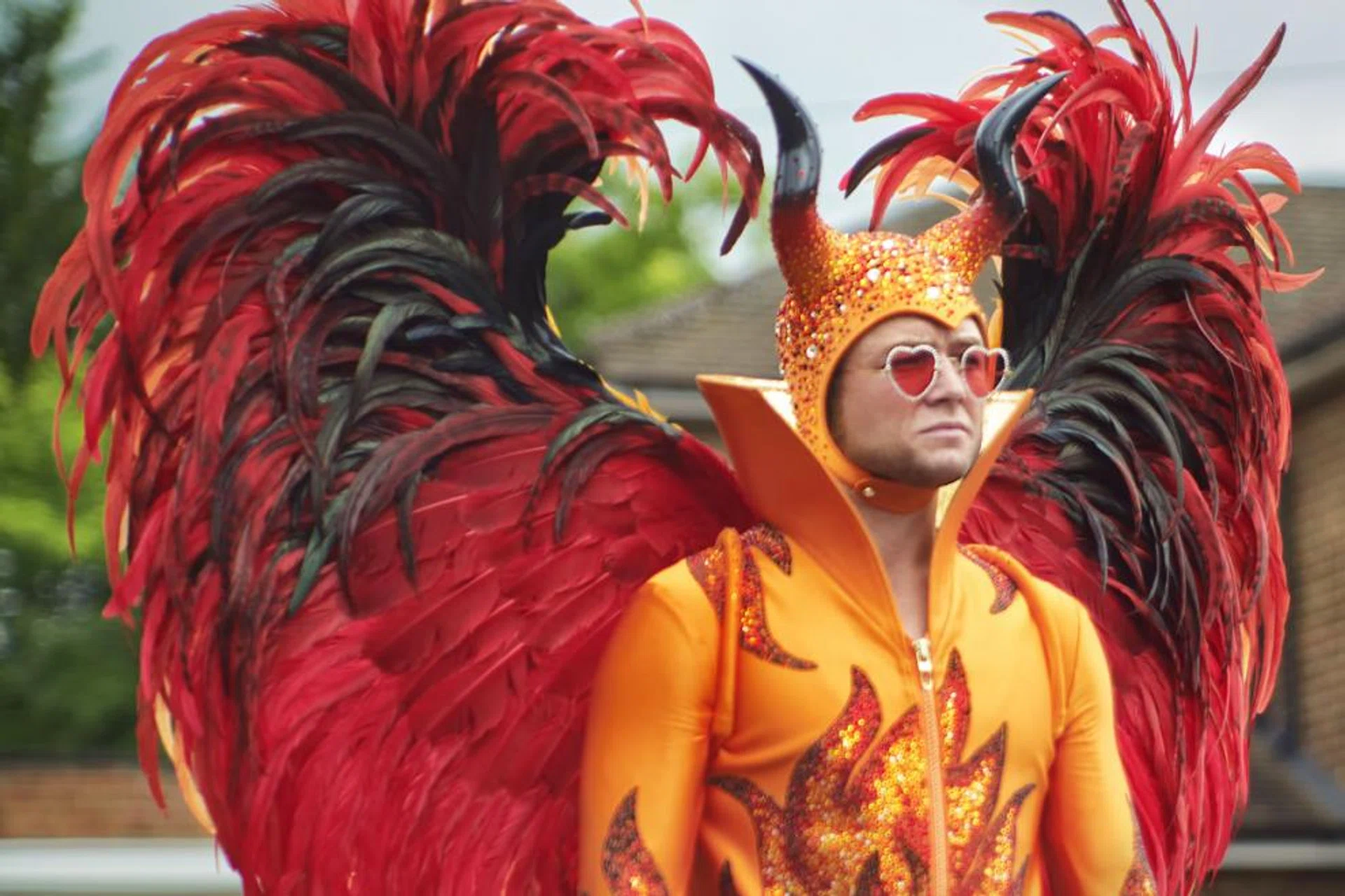(Above) Taron Egerton as Elton John in Rocketman. 