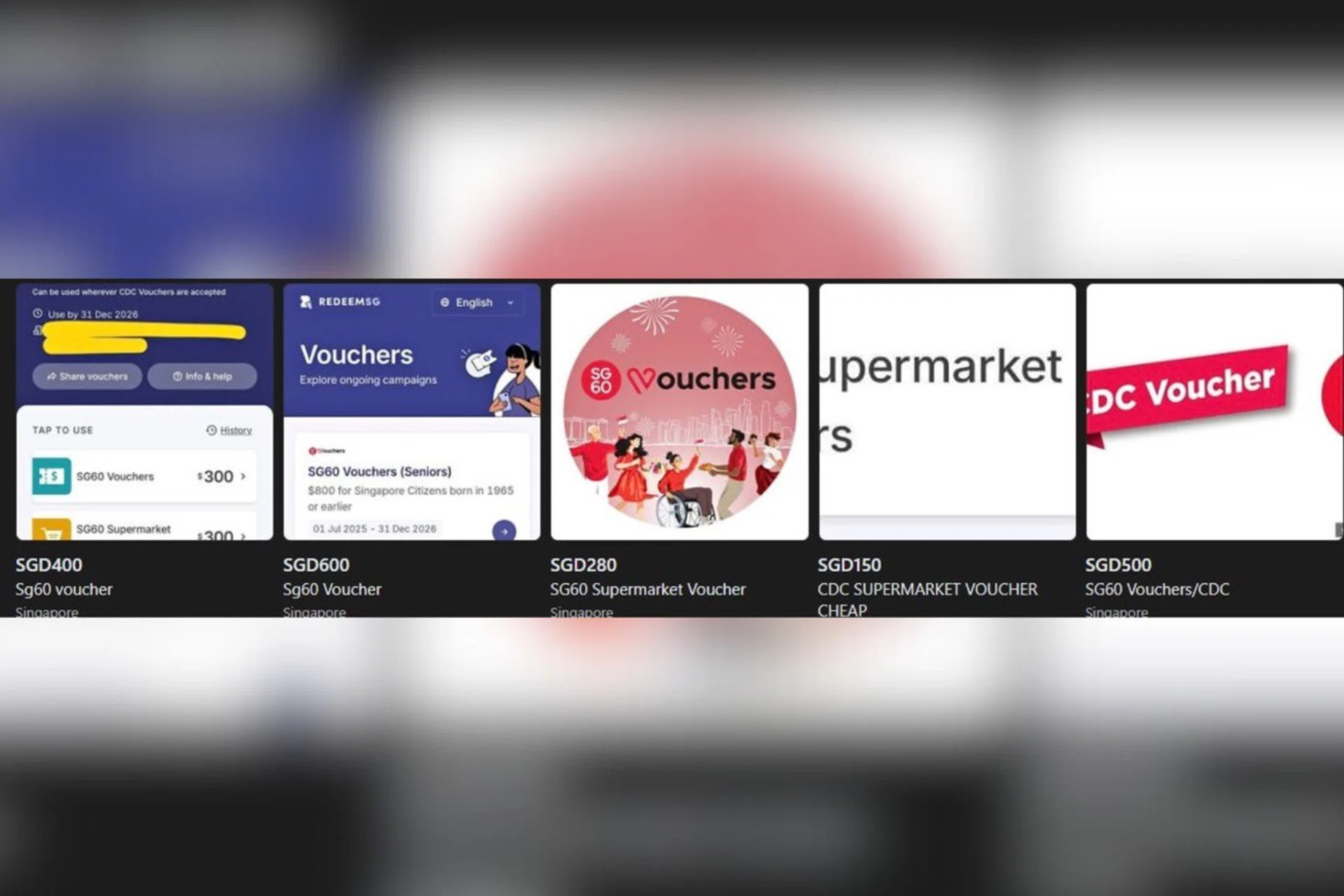 Most of the listings appeared to be selling for less than the value of the vouchers.