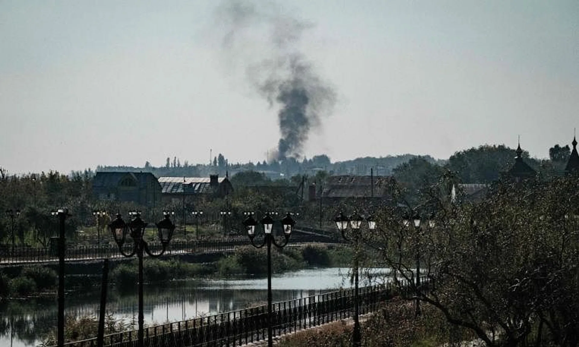 Smoke is seen rising over Bakhmut, Ukraine, on Oct 7, 2022. 