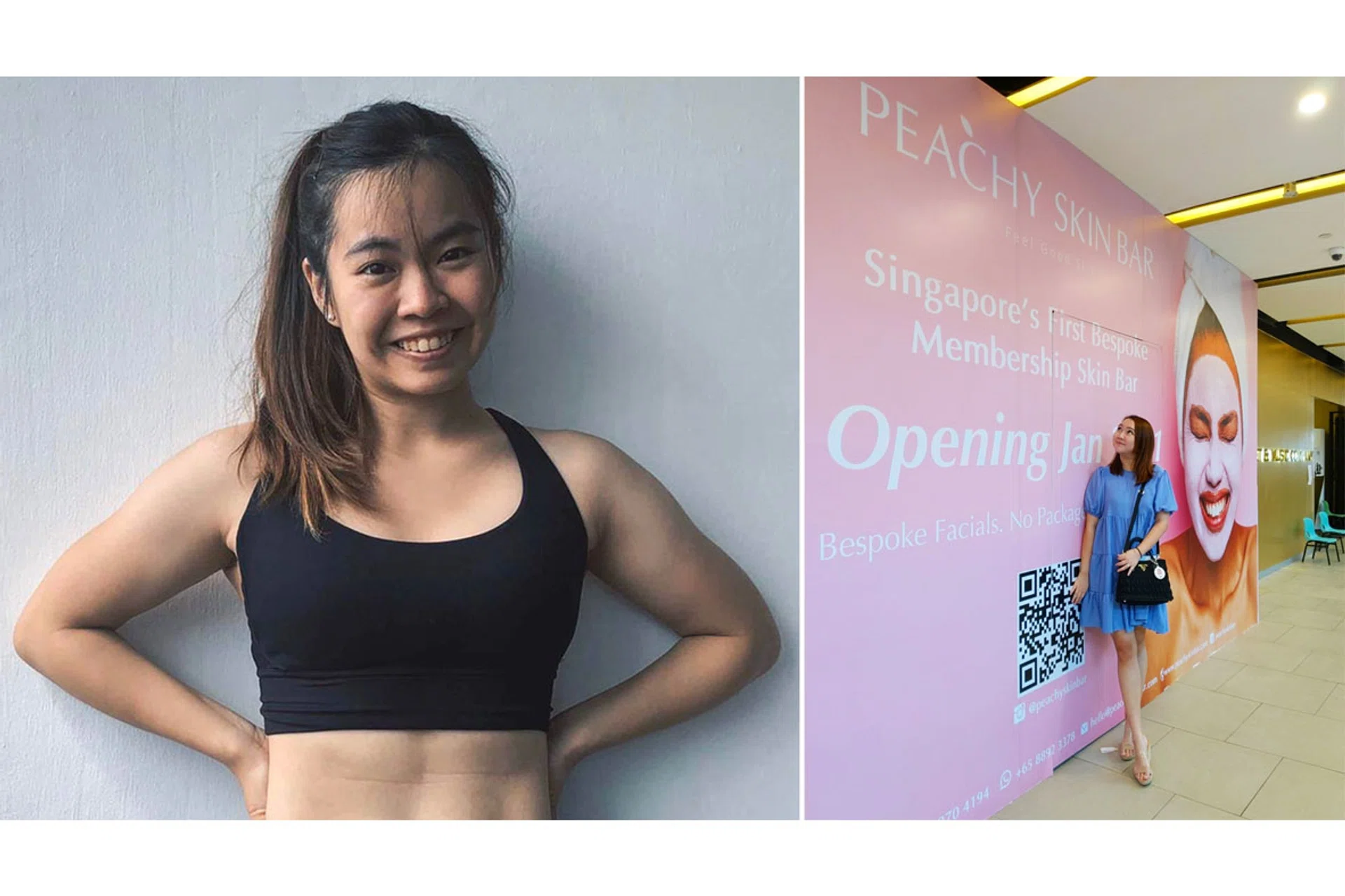 (Left) Miss Gloria Oh, 27, persevered with her new apparel brand Revive&co despite being diagnosed with breast cancer while (right) Ms Crystal Lee, 29, took the stresses of a new business, home renovation and a wedding in her stride.
