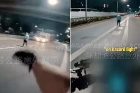 Motorcyclist risks life to rescue drunk man on expressway