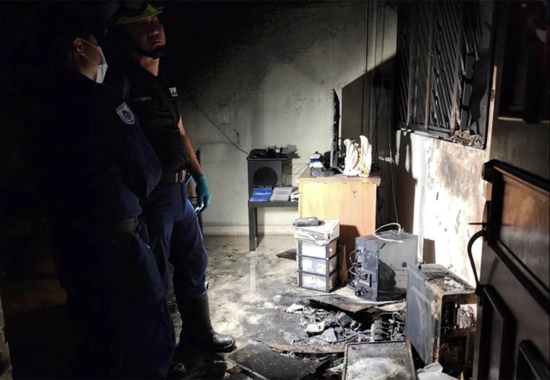The fire apparently started from computer wires.