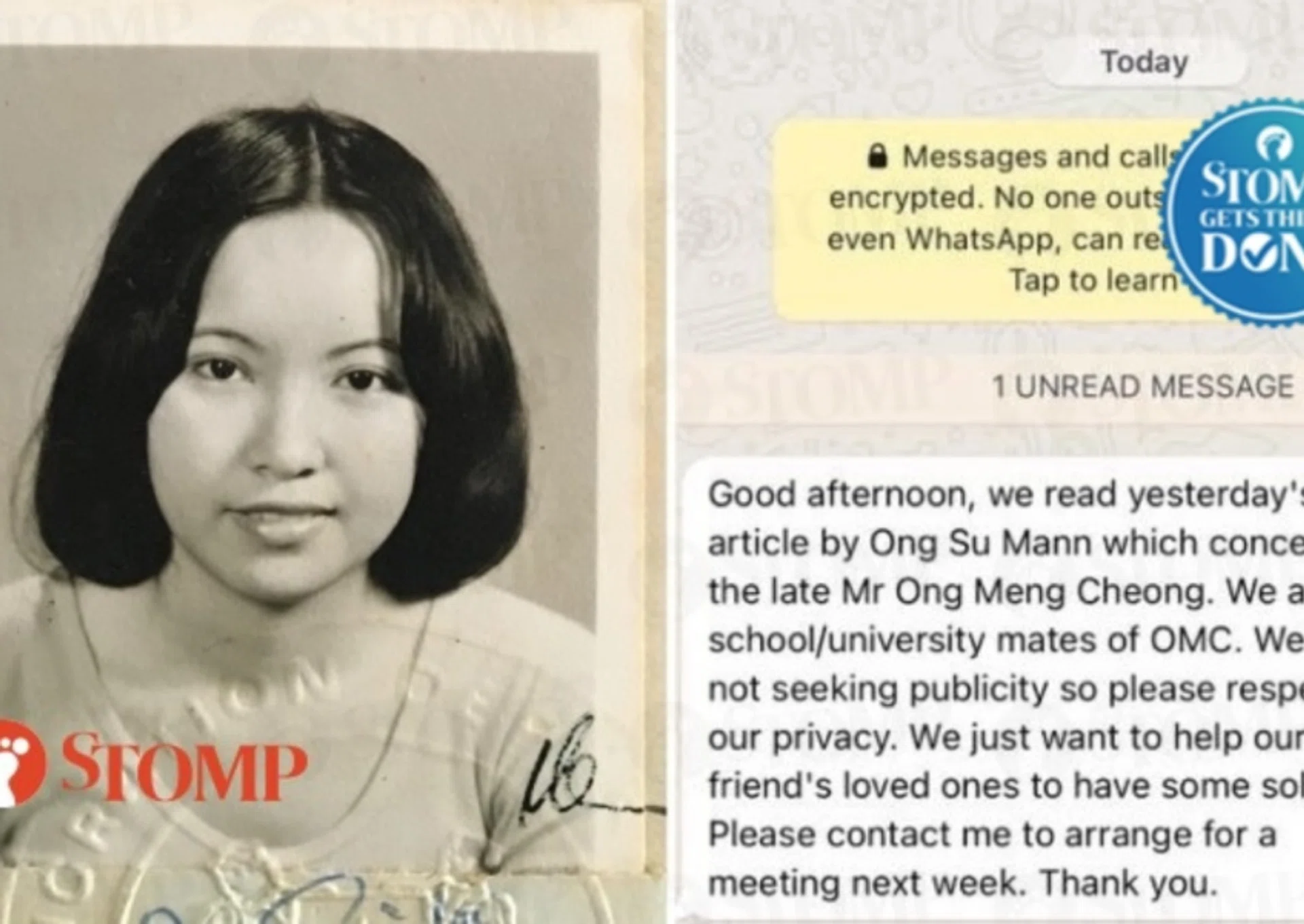 Netizen JC sought Stomp's help to look for the kin of her ex-husband.