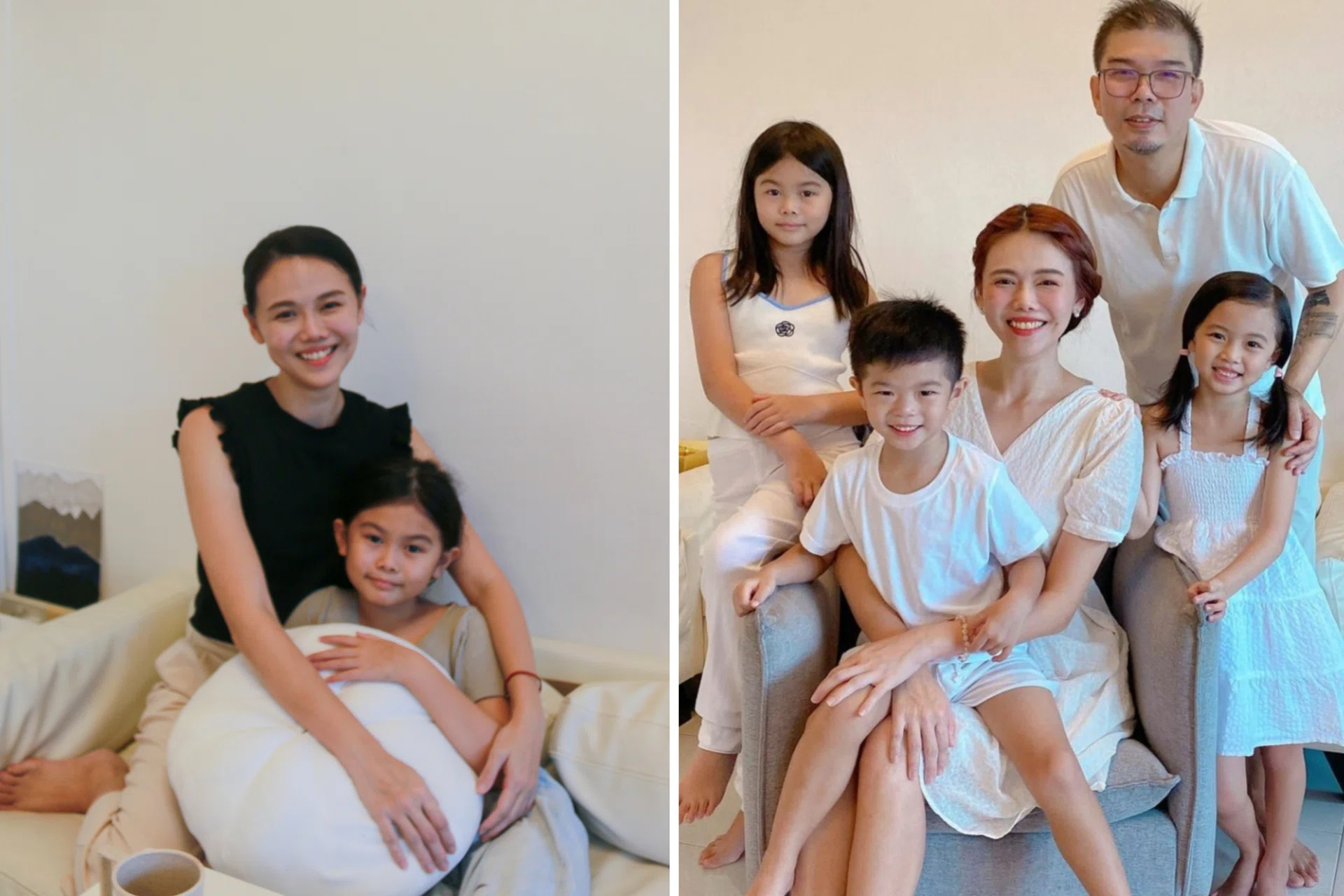 Bong QiuQiu shares her pregnancy and motherhood journeys in her Nice To Meet Qiu series on Instagram. With her family (from left) Meredith Tan, Oliver Tan, Amelia Tan and her husband Joshua Tan.