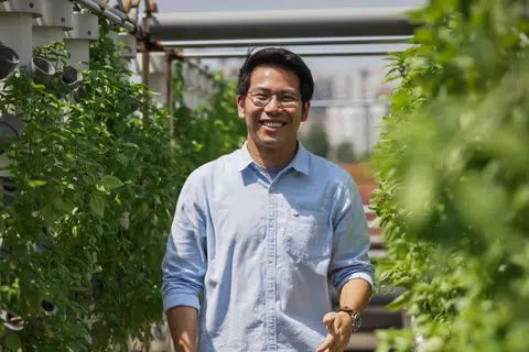 One of Mr Tham's farms is located at a rooftop carpark in Jurong West.