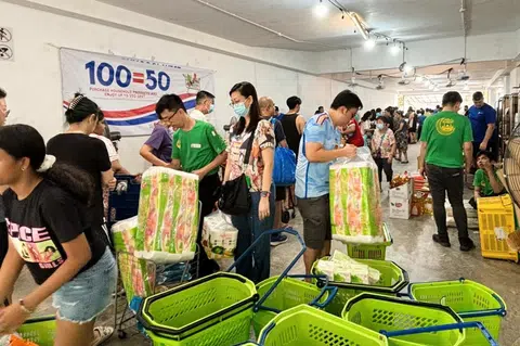 Punggol West residents participating in a half-priced grocery shopping session in March 2024.