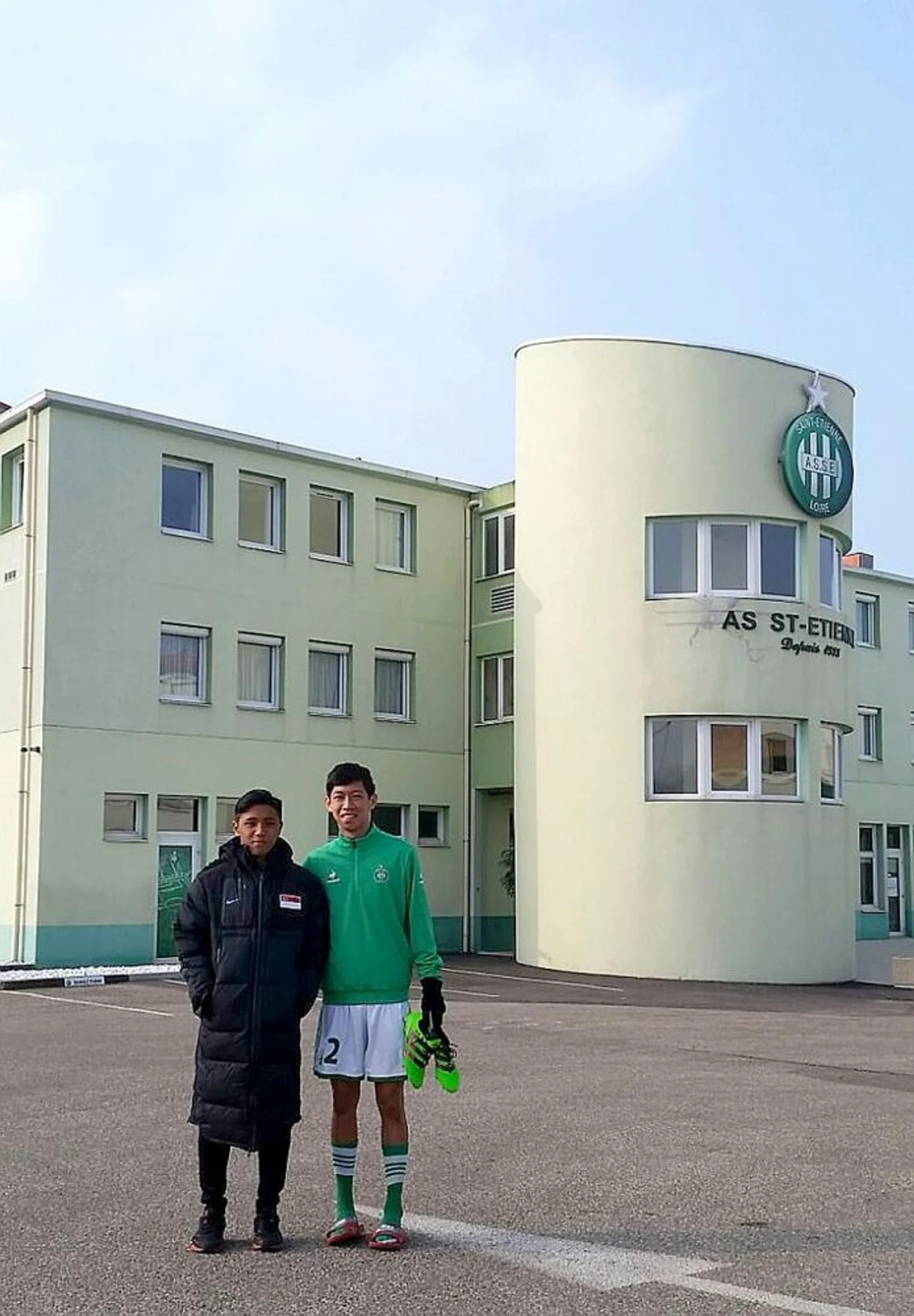 FRENCH  FLAVOUR: Joshua Bernard Pereira (right) and fellow Singaporean Mohd Hamizan Mohd Hisham (left) are enjoying their stint at St Etienne.