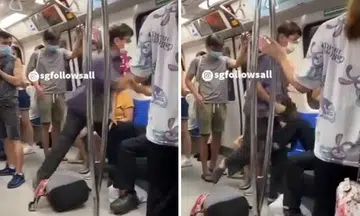Man rains punches on older commuter over loud music on MRT train