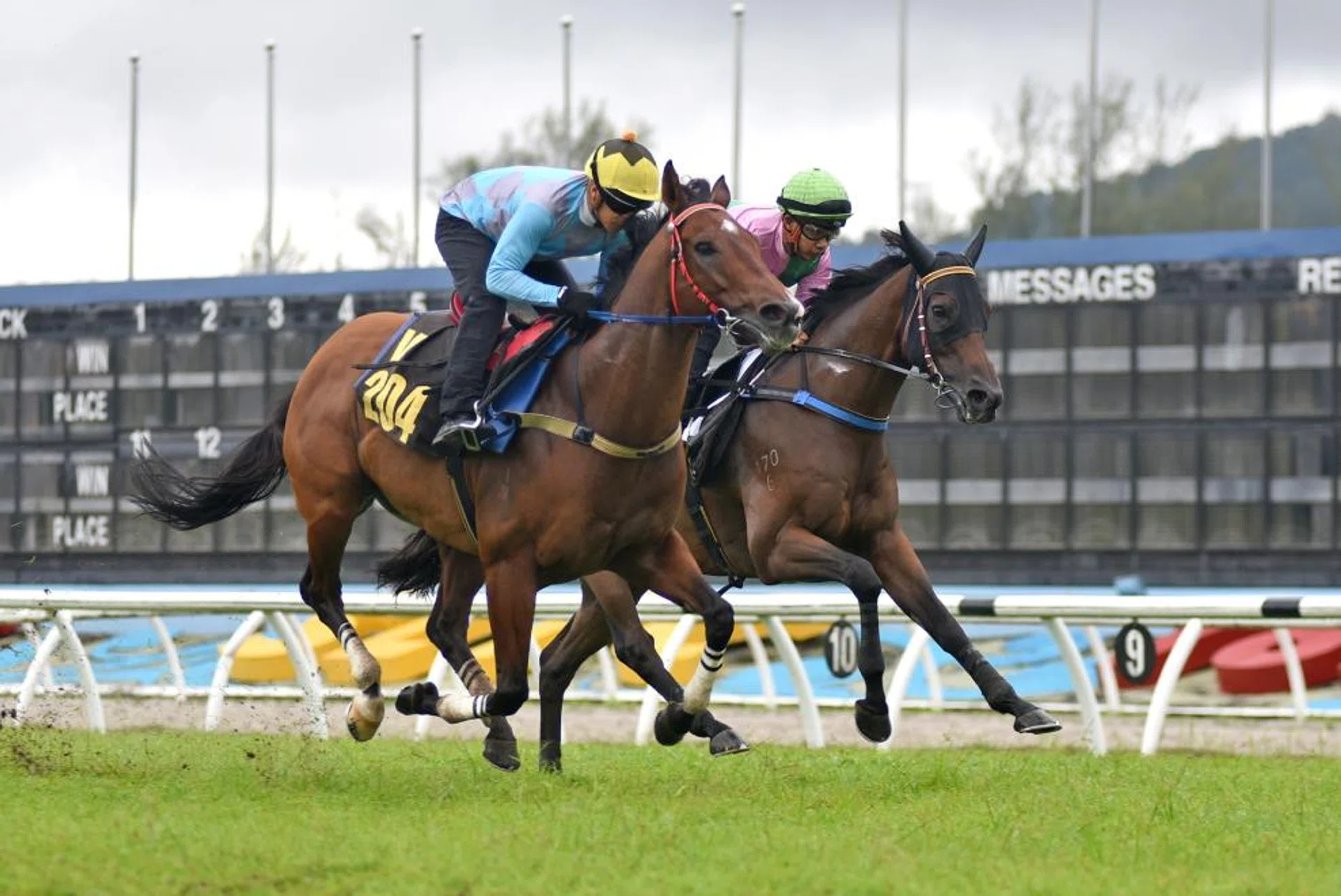 Boy Xander (V204) beating Buuraq Sixty-One in the opening trial at Kuala Lumpur on Jan 28.