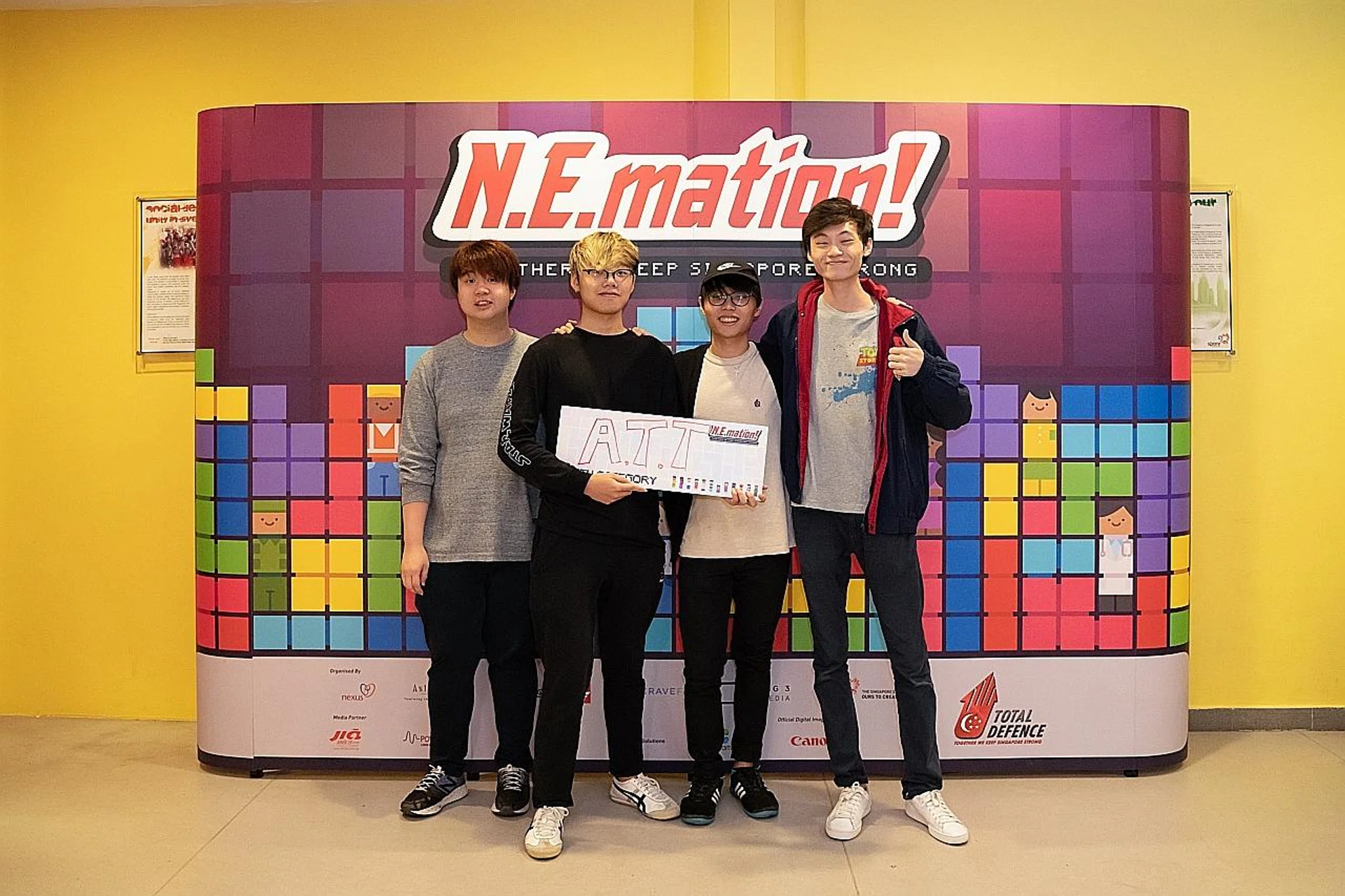 (From left) The winning ATT team comprises students Elson Tan Wei Da, Jonathan Ho Xu Kai, Jonathan Lee Jun Wee and Justyn Tan Ren Jie. 
