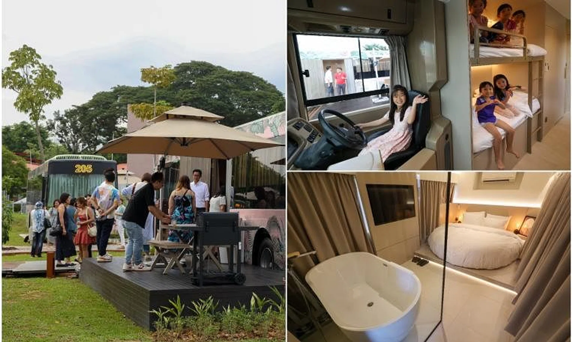 The Bus Collective features rooms made from 20 decommissioned Scania public buses previously operated by SBS Transit.