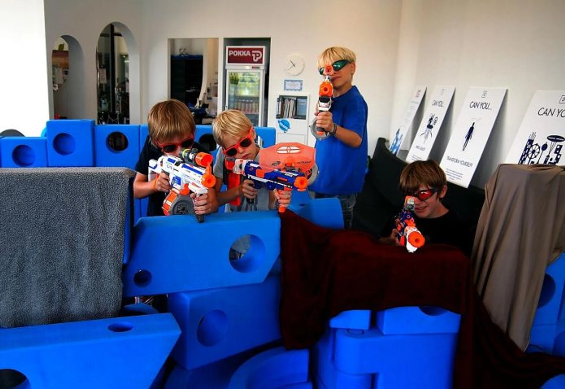 BLAST: Children having fun during a Nerf Shootout at Kaboodle Kids. 
