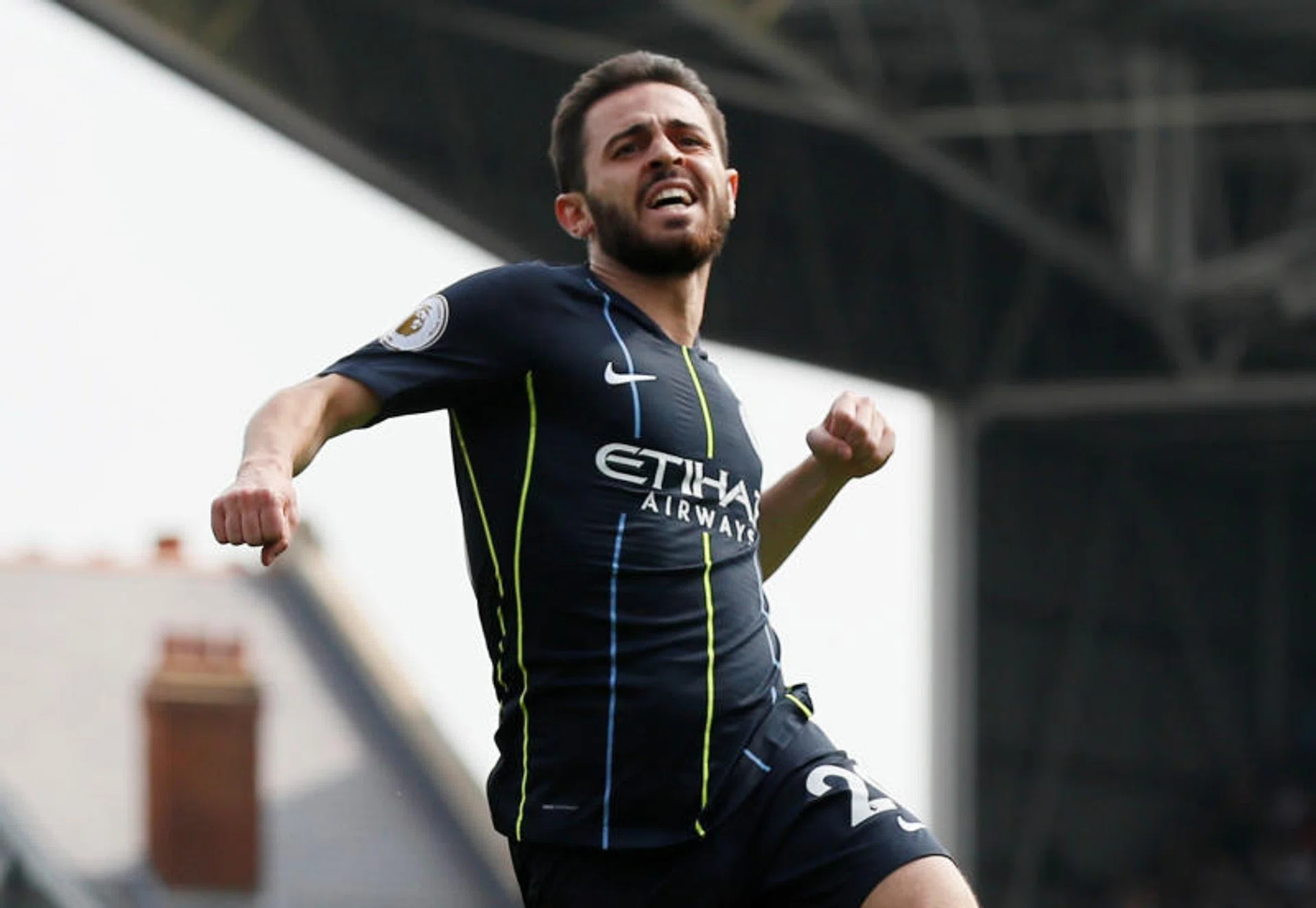 Bernardo Silva celebrates after scoring Manchester City's first goal in their 2-0 win over Fulham.