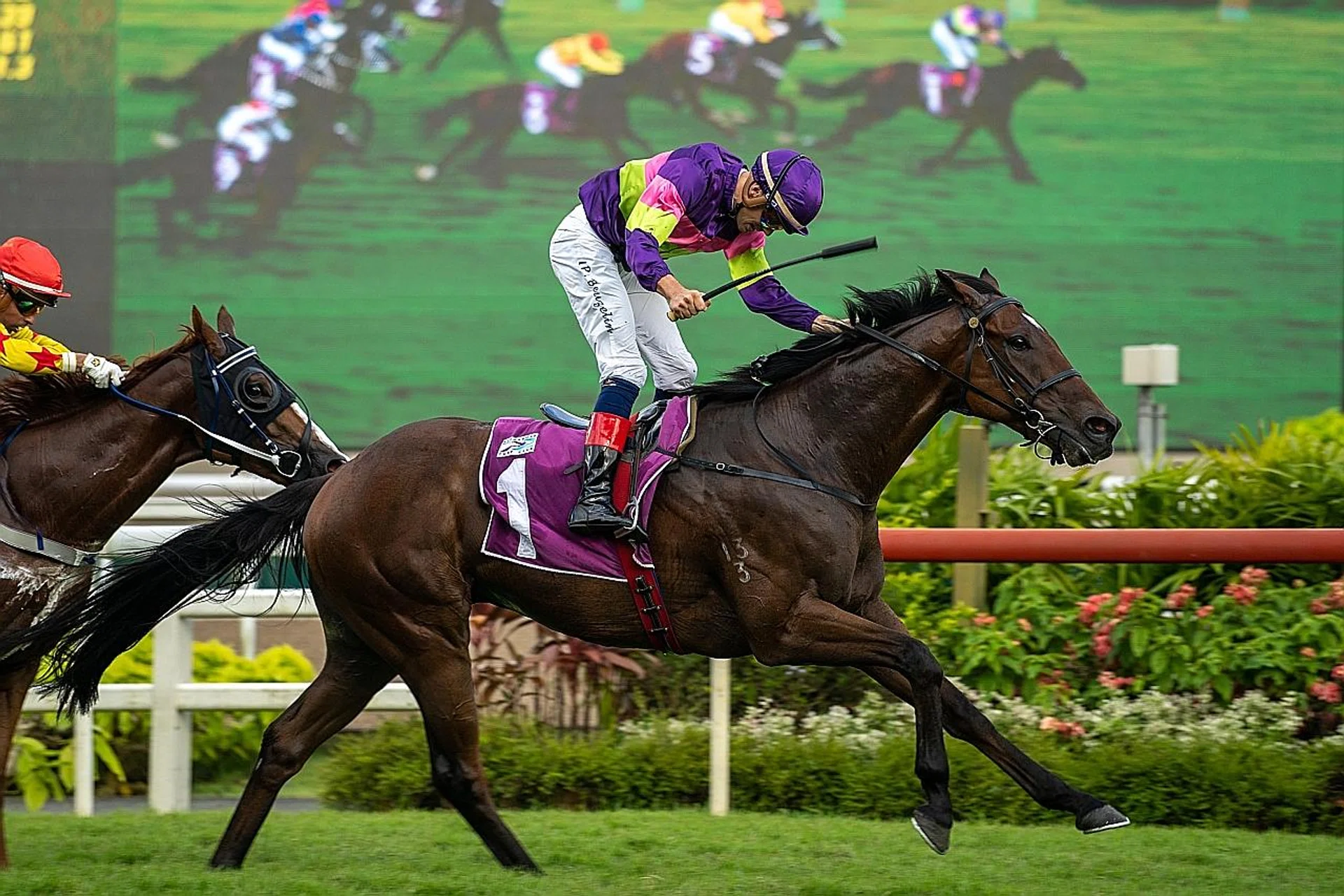 Jockey Louis-Philippe Beuzelin feeling ecstatic after steering Countofmontecristo to victory in the Group 2 Chairman's Trophy over 1,600m on Saturday.  