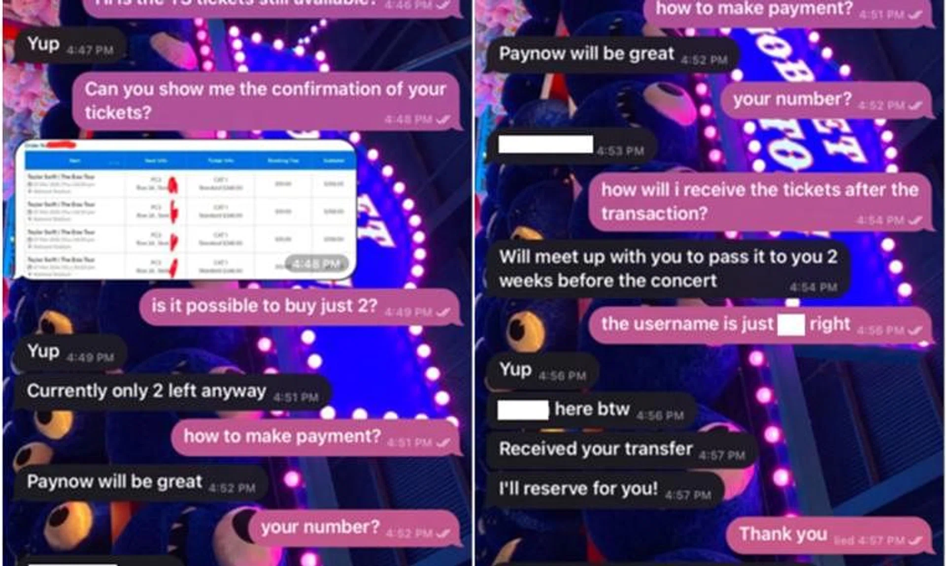 A screenshot of a conversation between ascammer and a victim on Telegram.