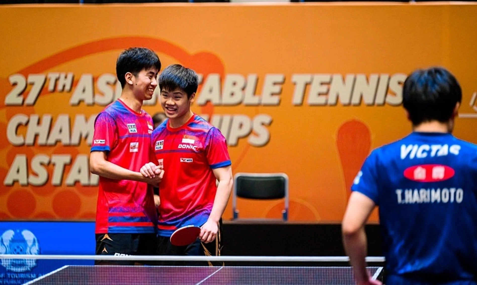National table tennis players Koen Pang (left) and Izaac Quek have secured Singapore's first men's doubles medal at the Asian Table Tennis Championships since 2013.