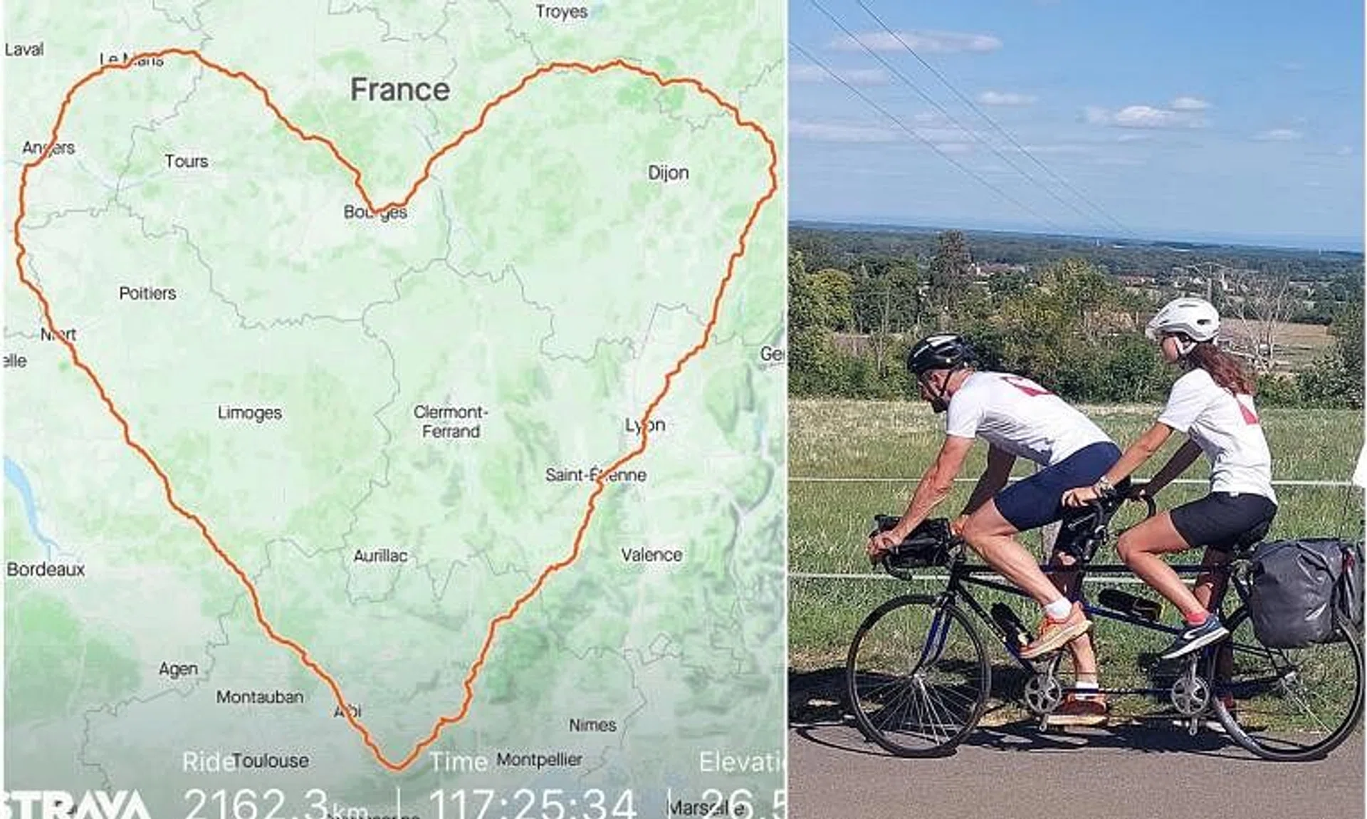 The father and daughter's route created an image of a heart on the GPS.