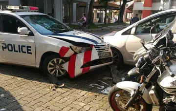 Police cars involved in multi-vehicle accident in Jurong East