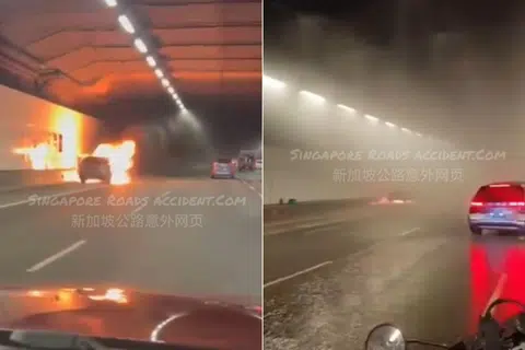 Sprinklers activated as car catches fire in MCE tunnel during evening peak hour