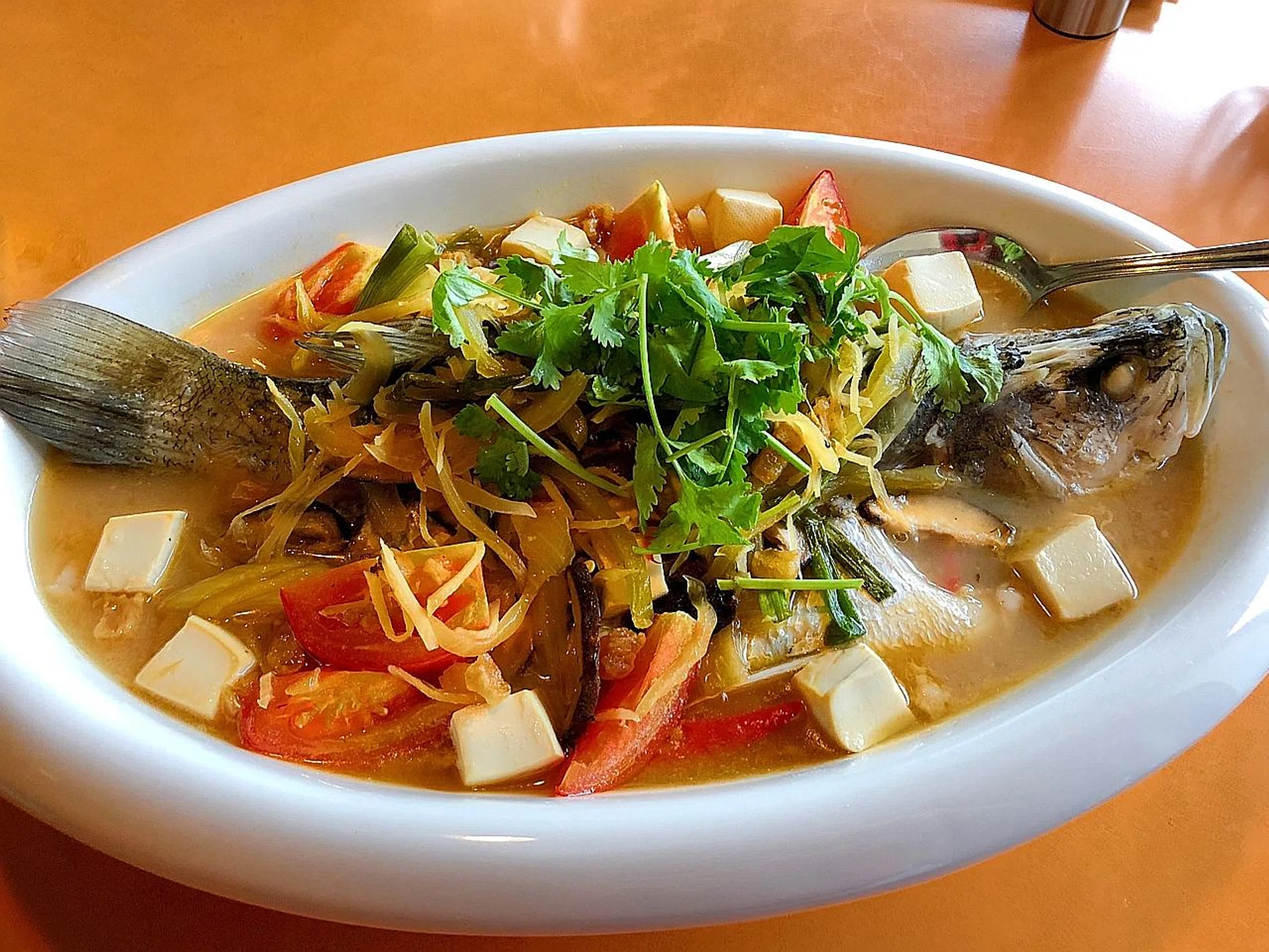 Teochew-Style Steamed Whole Seabass