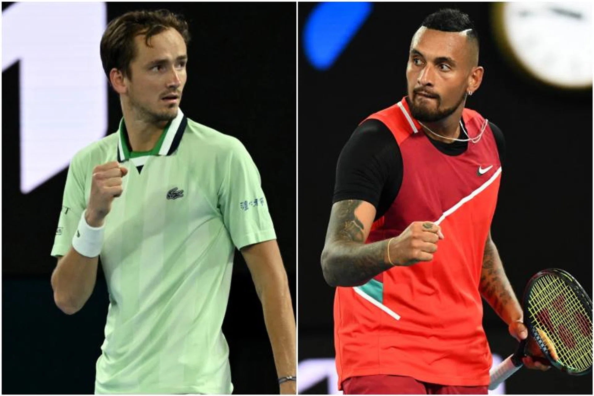 Daniil Medvedev (left) beat the 115th-ranked Nick Kyrgios in 2 hours 58 minutes.
