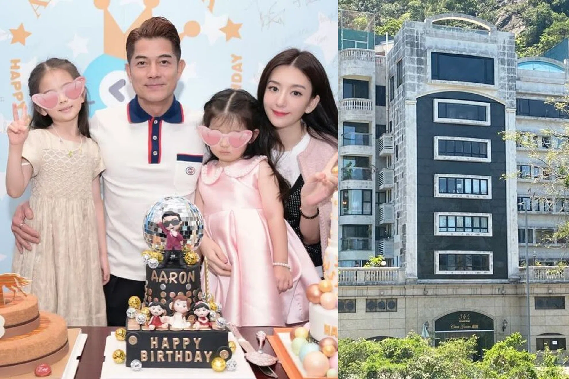 Aaron Kwok and his family live on the top floor of the building (right).