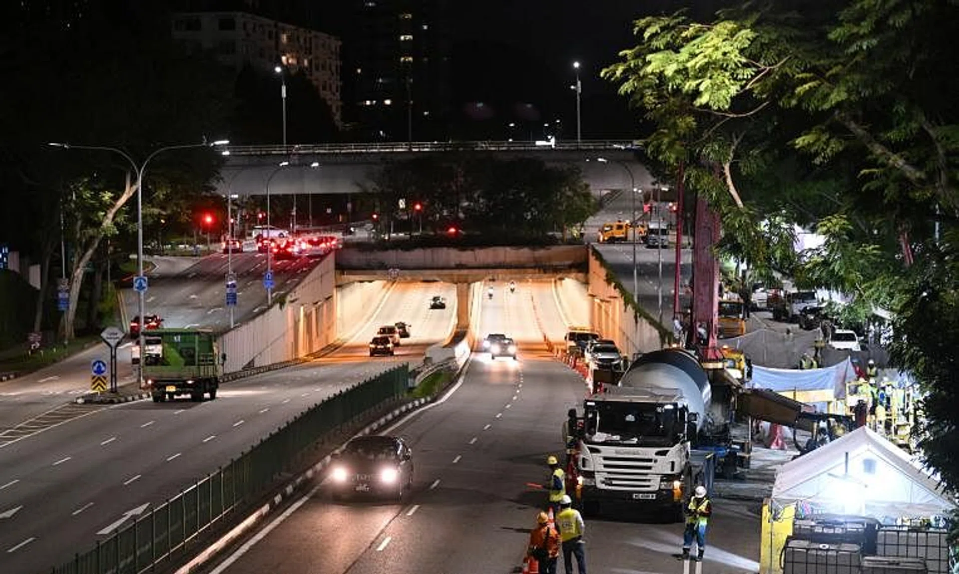 PUB said it was carrying out urgent repair works along the slip road, after damage was detected.